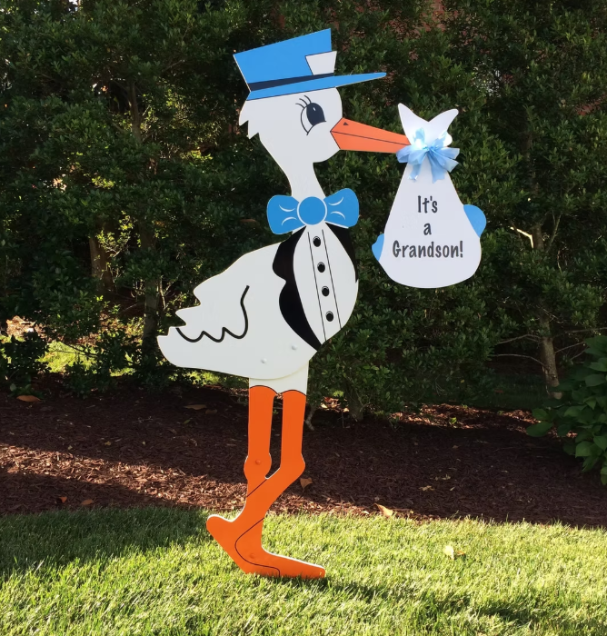 Grandparent Baby Boy One Week Stork Sign Rental