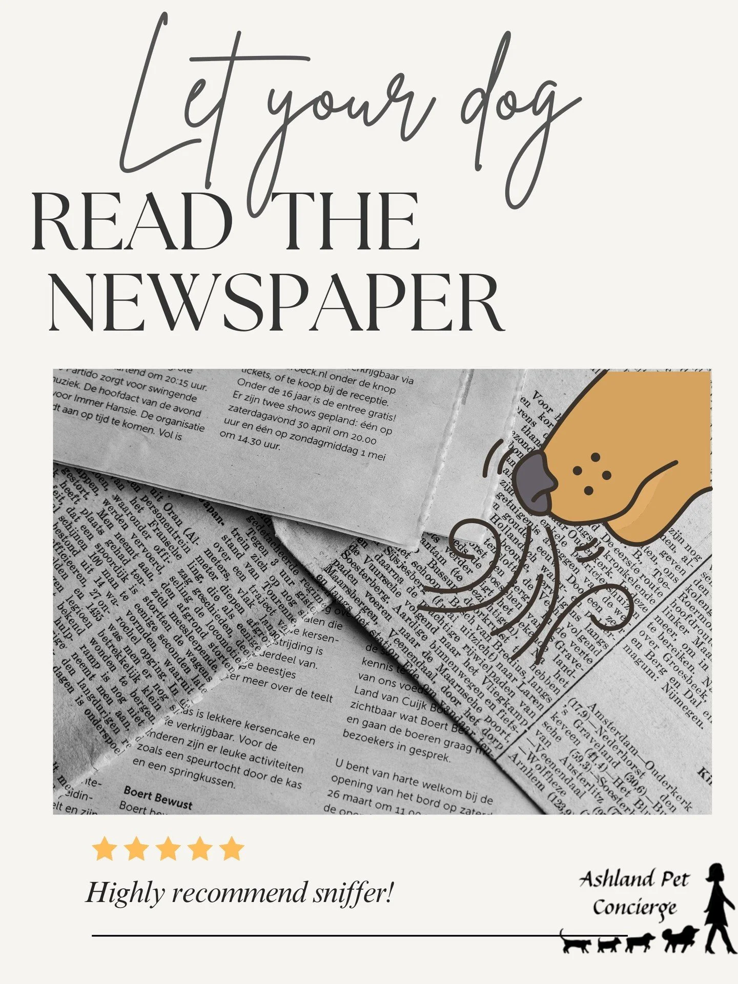 🐾 Pet Tip: Let Your Dog &ldquo;Read the Newspaper&rdquo;! 👃🗞️

Next time you&rsquo;re on a walk, slow down and let your dog sniff! A walk doesn&rsquo;t always have to be about distance or speed. Sniffing gives dogs mental stimulation and lets them