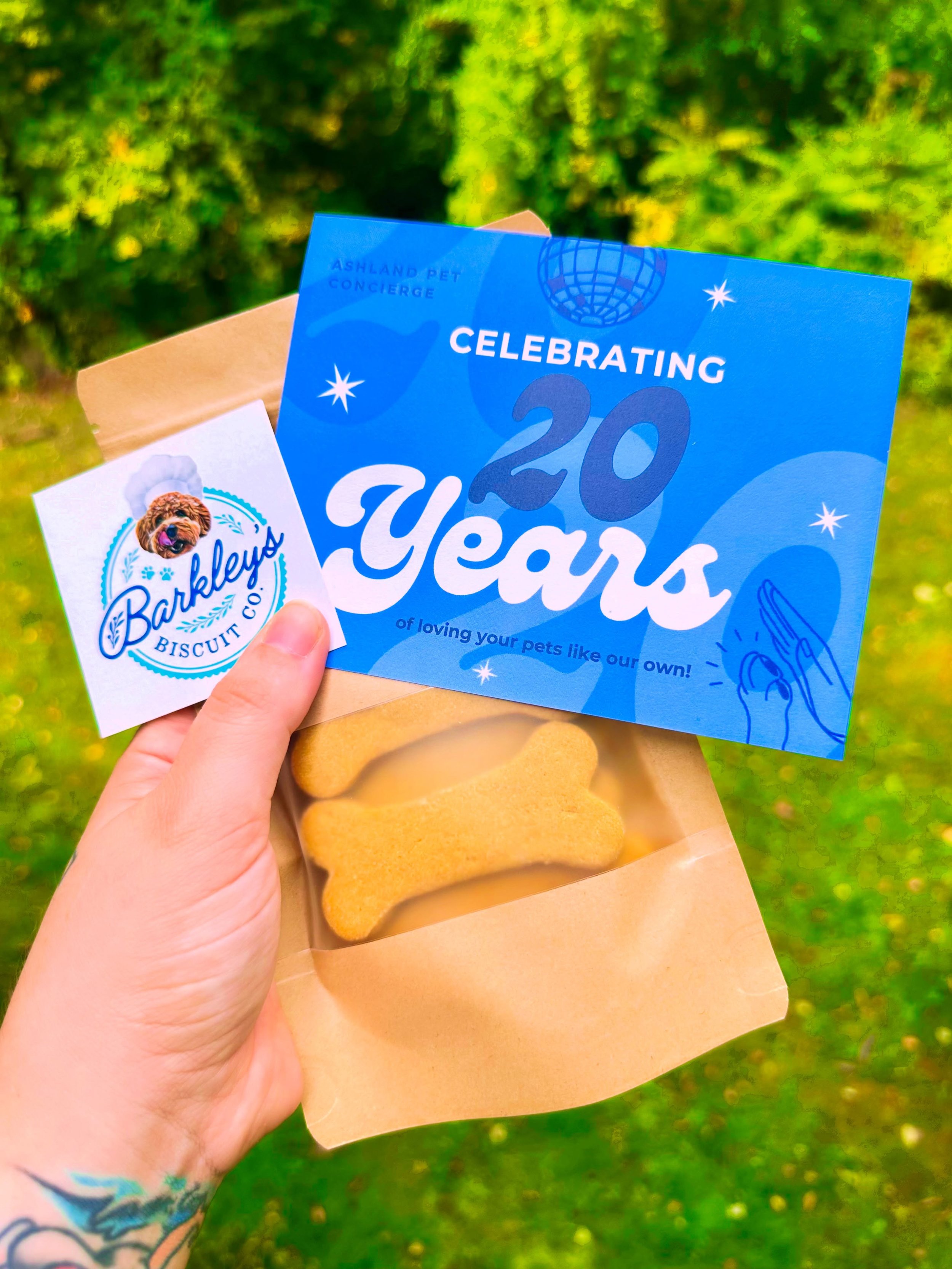 Huge thank you to @barkleysbiscuitco for helping us celebrate 20 years with our wonderful clients! 

300 homemade cookies for the dogs we have the pleasure of caring for 🦴🐕🐾

#ashlandpetconcierge #celebrating20years #homemadedogcookies #handmadewi