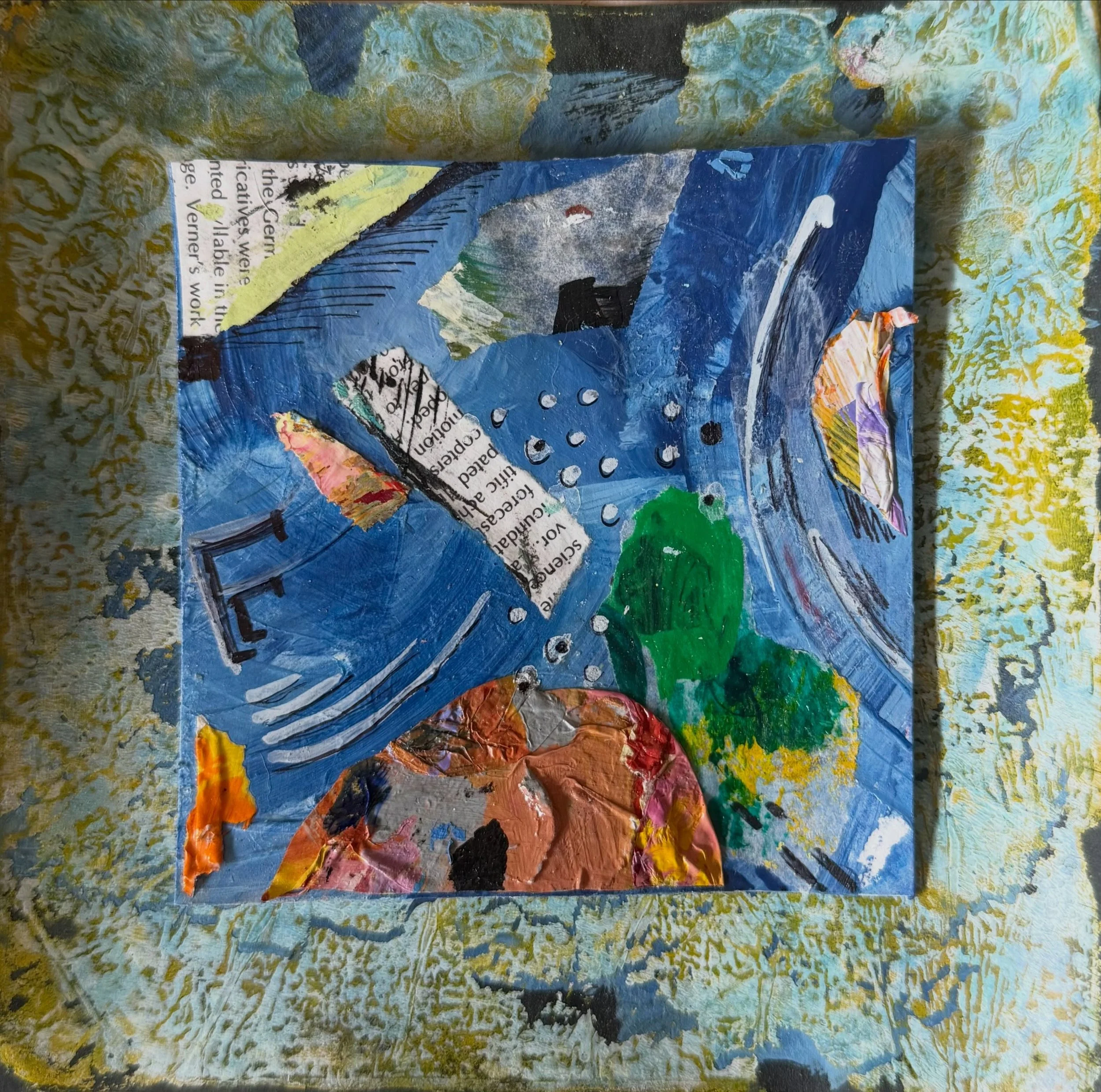 Two variations on the same collage made with textbook pages and acrylic skins. I am really enjoying this process on a small scale. Check out my solo show at https://greeleycreativedistrict.org/gcac-wardell-gallery-blog/curiosity-wonder-and-joy #greel