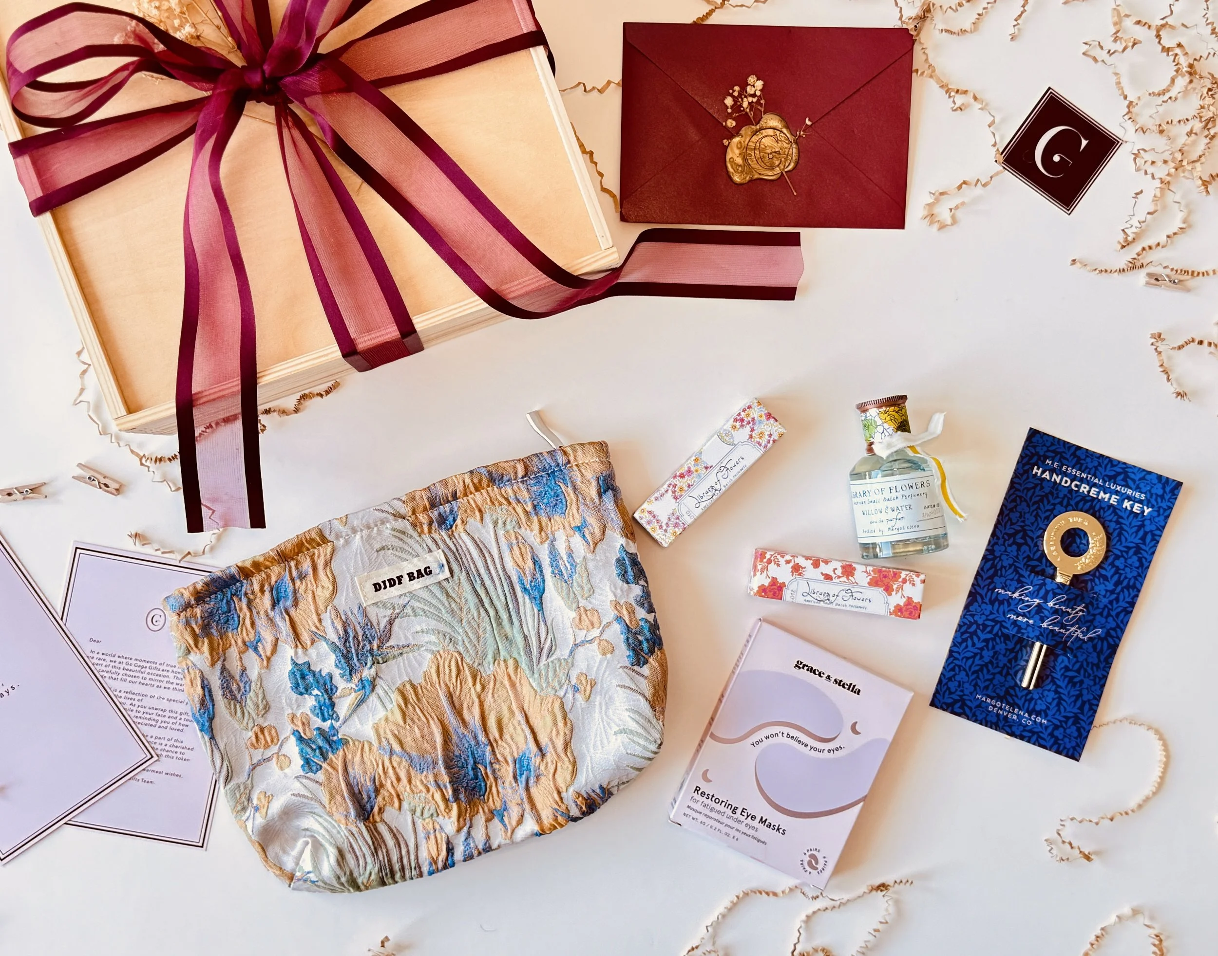 Botanical gift box with calming curated products and elegant Go Gaga presentation