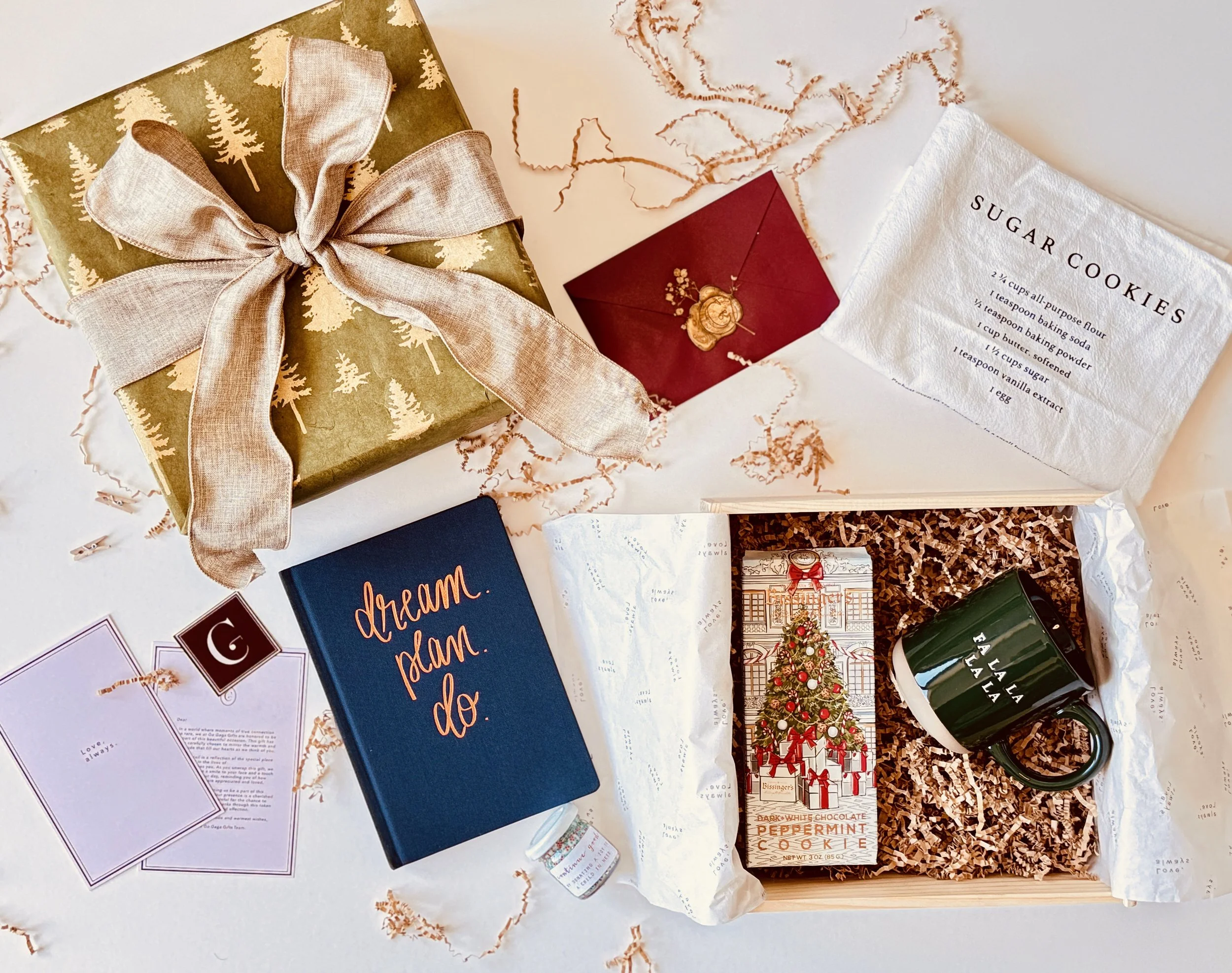 The Christmas Dream gift box with festive holiday treats, keepsakes, and elegant seasonal packaging