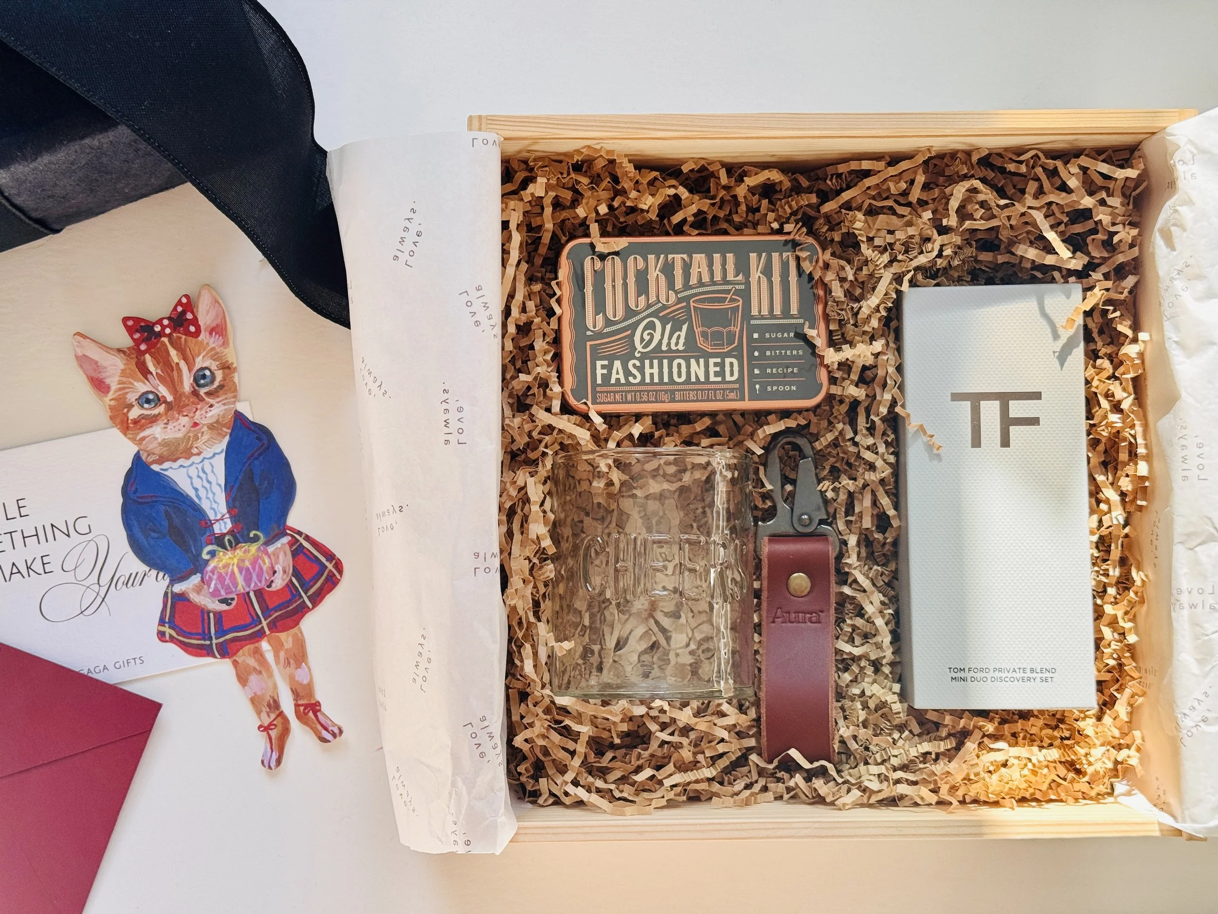 Luxury romantic gift box for husband, boyfriend, or partner with ribbon-wrapped packaging