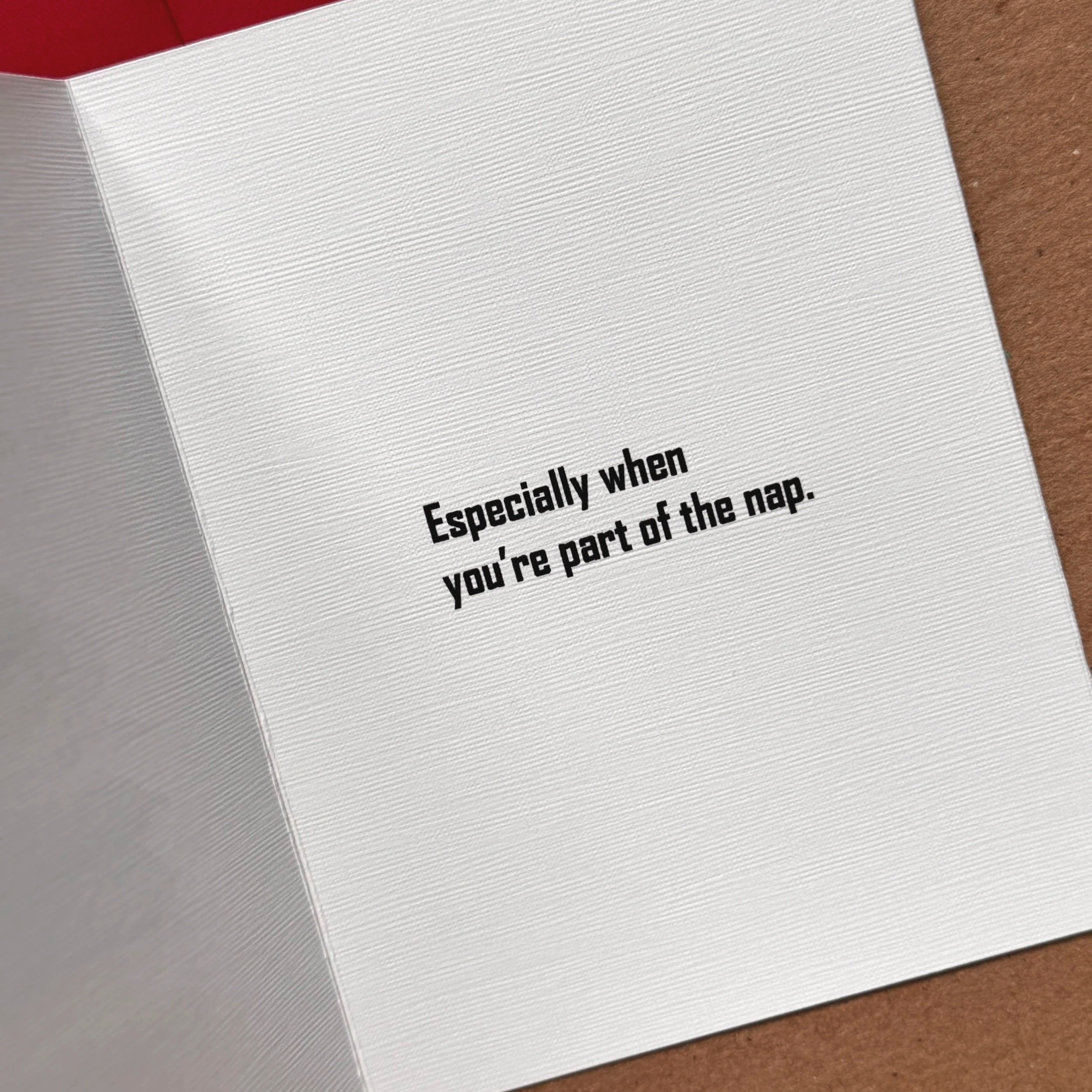 Cute love card for partners with humorous nap-inspired Valentine's Day message