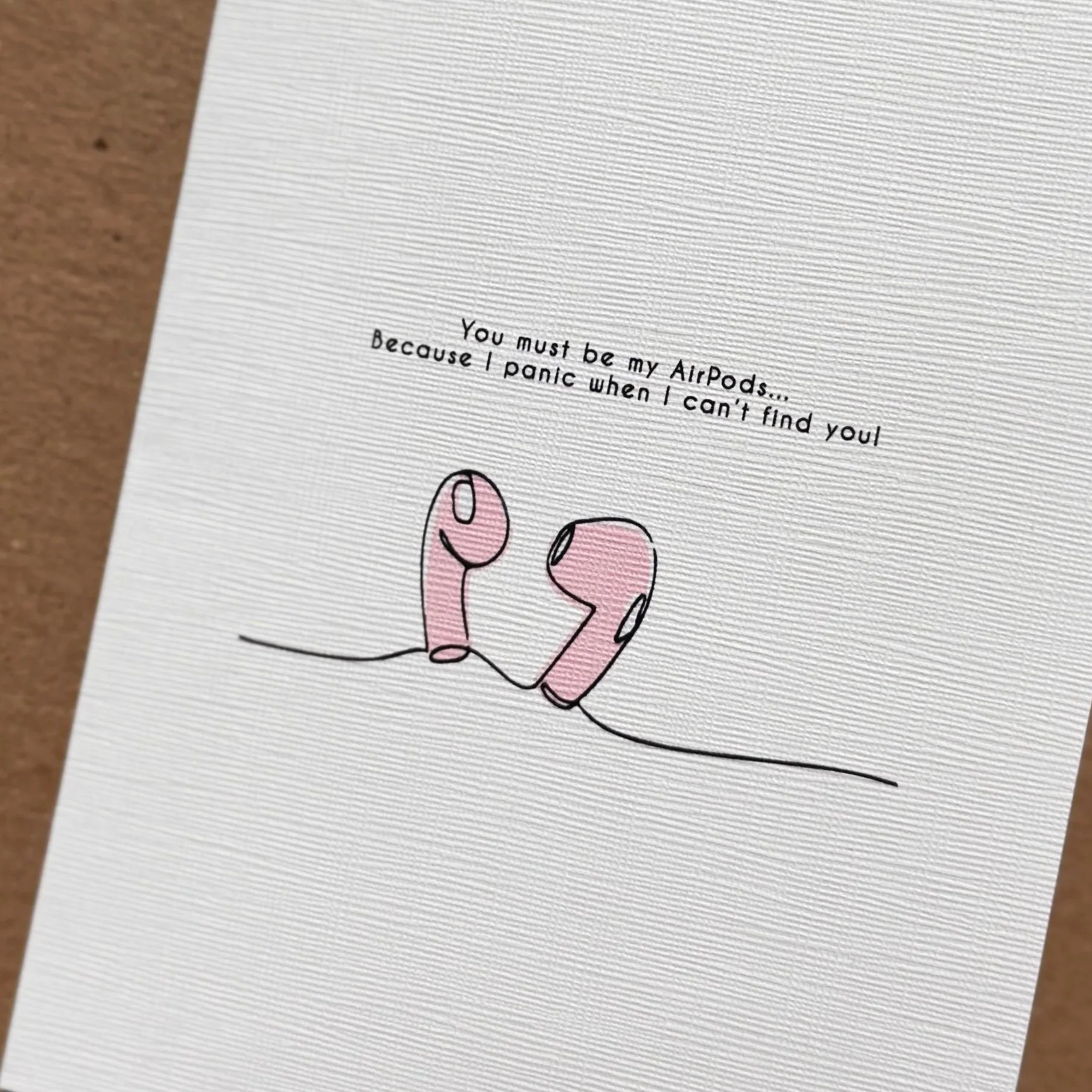 You're My AirPods greeting card detail with funny couple message and clean design