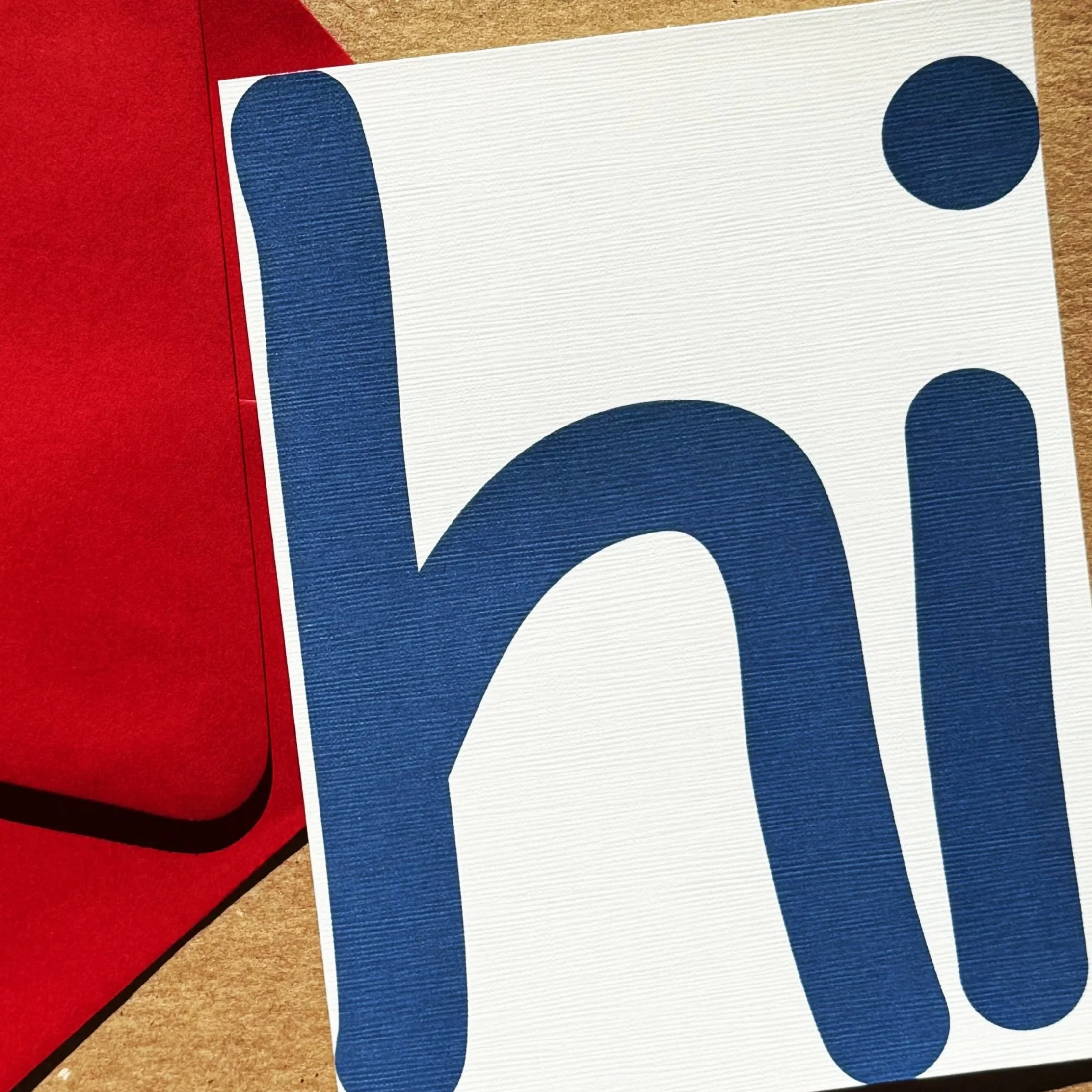 Modern Valentine's Day card with Hi I Love You typography and romantic minimalist design