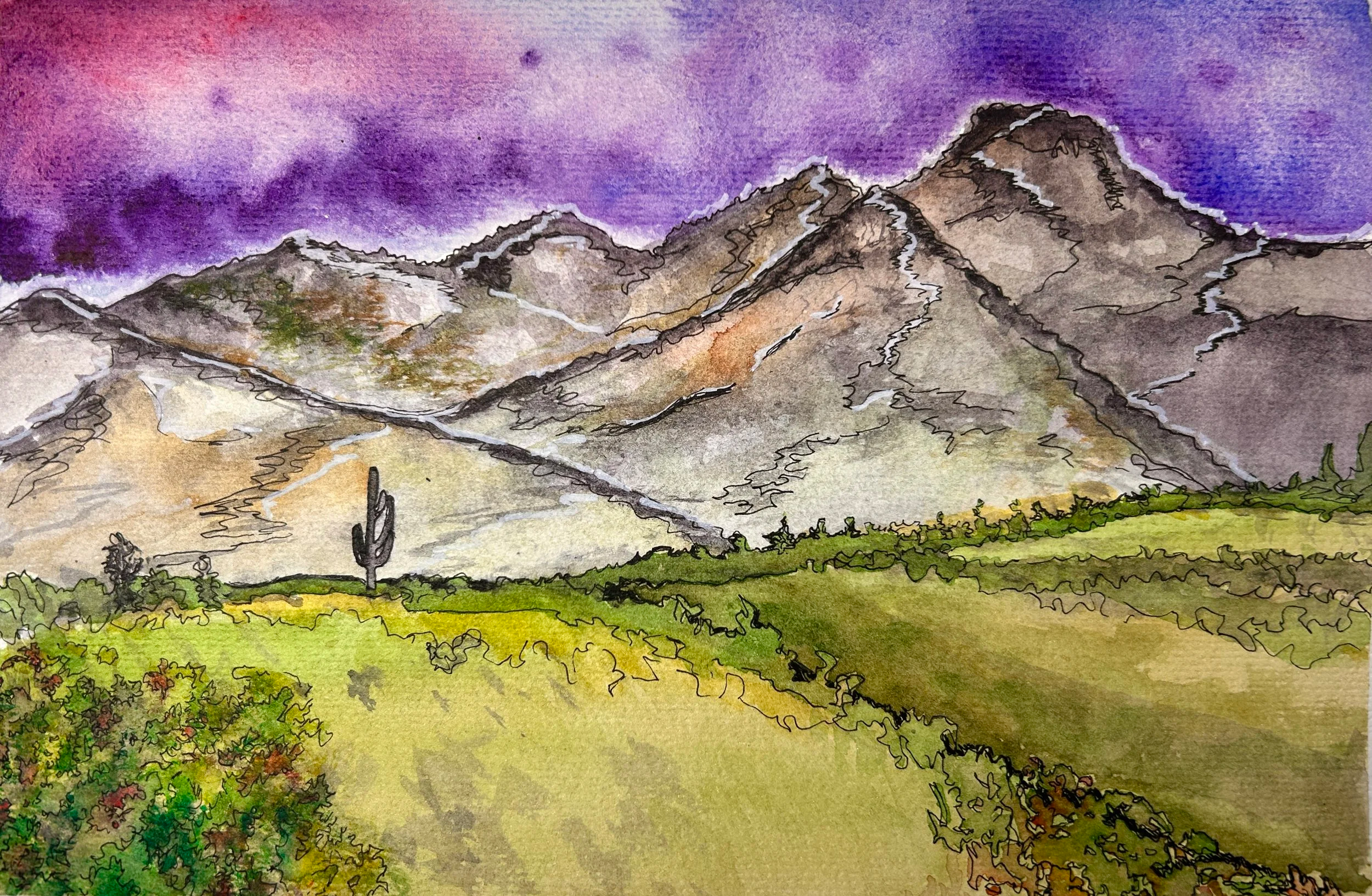 Watercolor Mountains - Original Piece