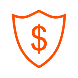 Icon of a shield with a dollar sign in the center, representing financial protection or security.