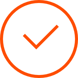 Orange circle with a check mark in the center.