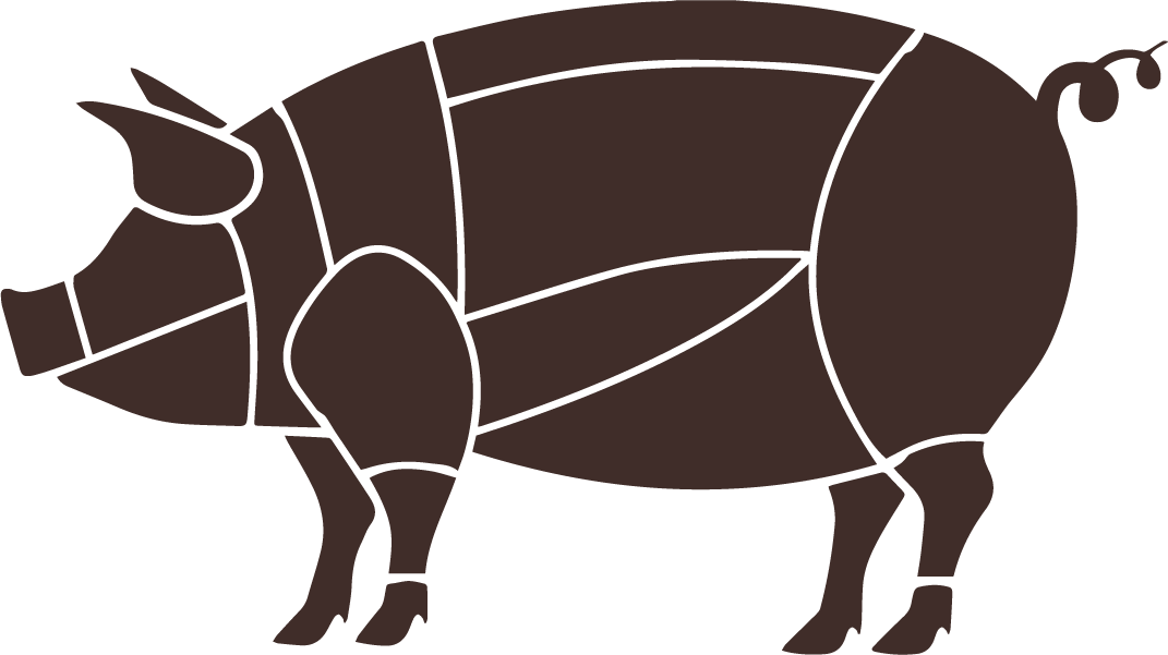 Illustration of a rhinoceros with different sections marked by black lines.