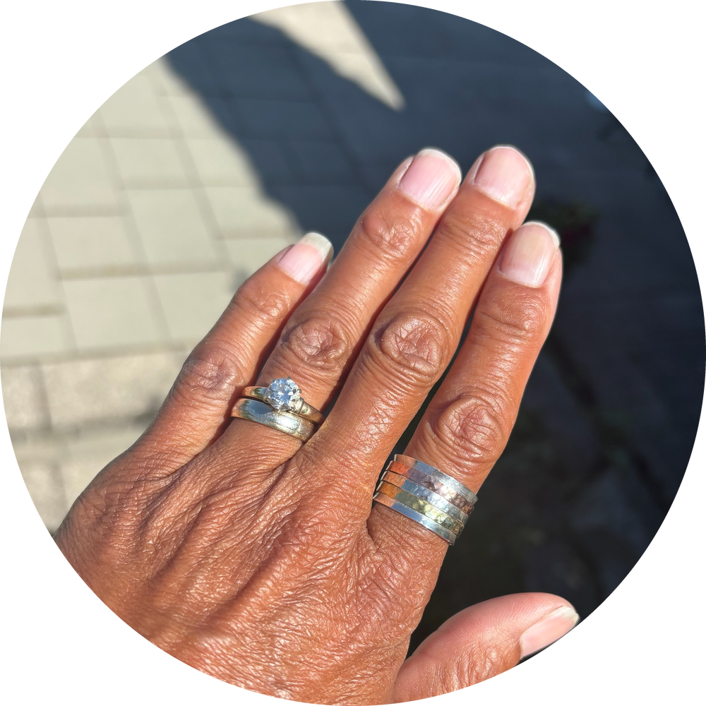 Kim, wearing the silver and brass  spinning ring