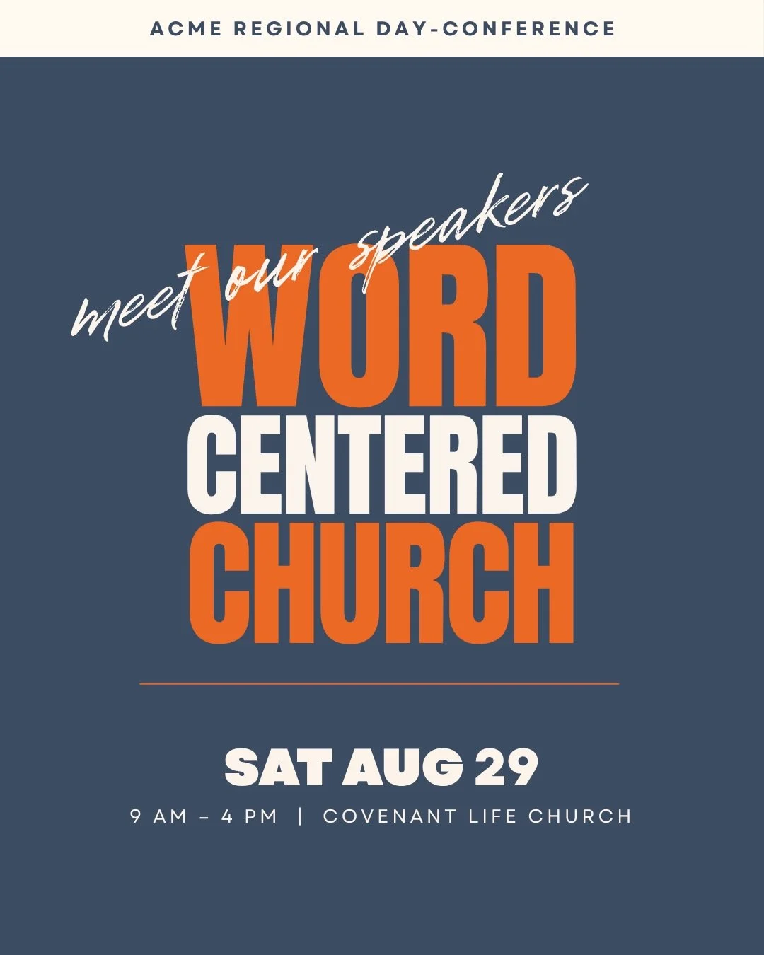 Join us for the @acmefellowship Regional: Word-Centered Church Day-Conference on Saturday, August 29 from 9 AM - 4 PM at Covenant Life Church, Gaithersburg, MD. We will hear about how the Word serves as the foundation of the church, and how it shapes