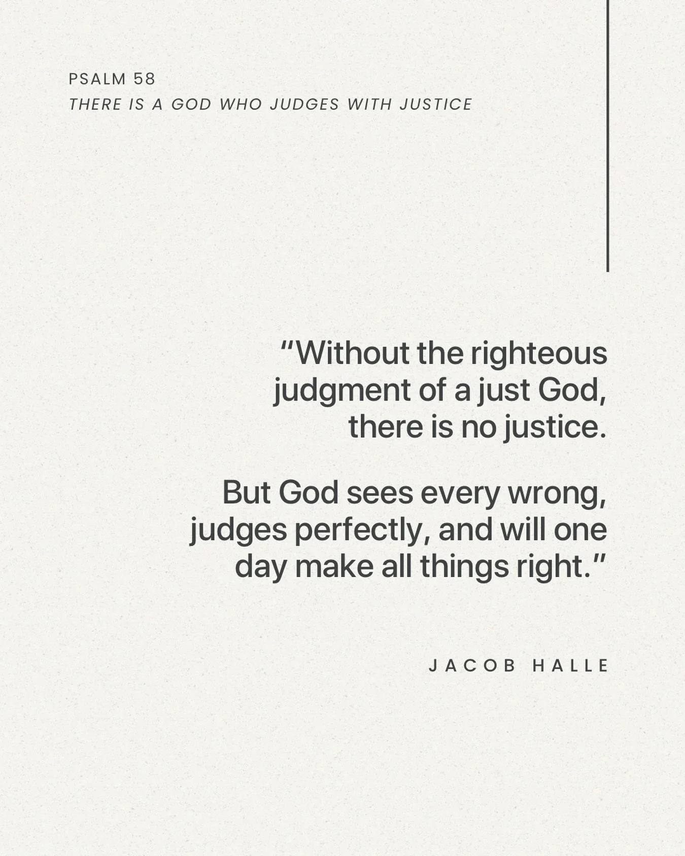 From Sunday&rsquo;s sermon &ldquo;There Is A God Who Judges with Justice&rdquo; on Psalm 58.

Listen to the full sermon on our website, Spotify, or Apple Podcasts.