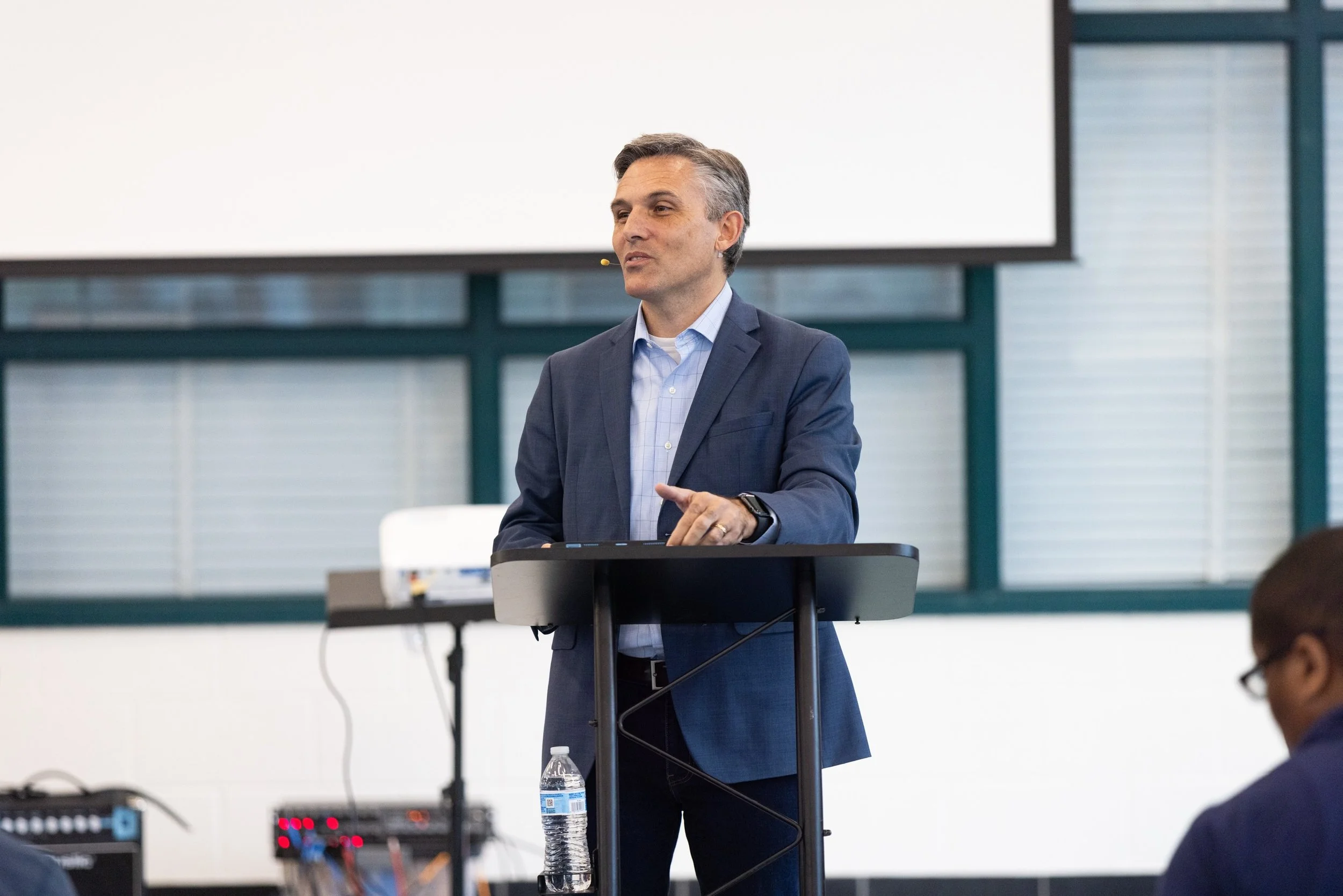 Thank you to Aaron Menikoff of @mvbchurch for encouraging us this weekend at our @acmefellowship Regional: Word-Centered Church Day-Conference on Saturday and then preaching from Romans 12:3&ndash;8 on Sunday, where we were reminded that the Lord&rsq