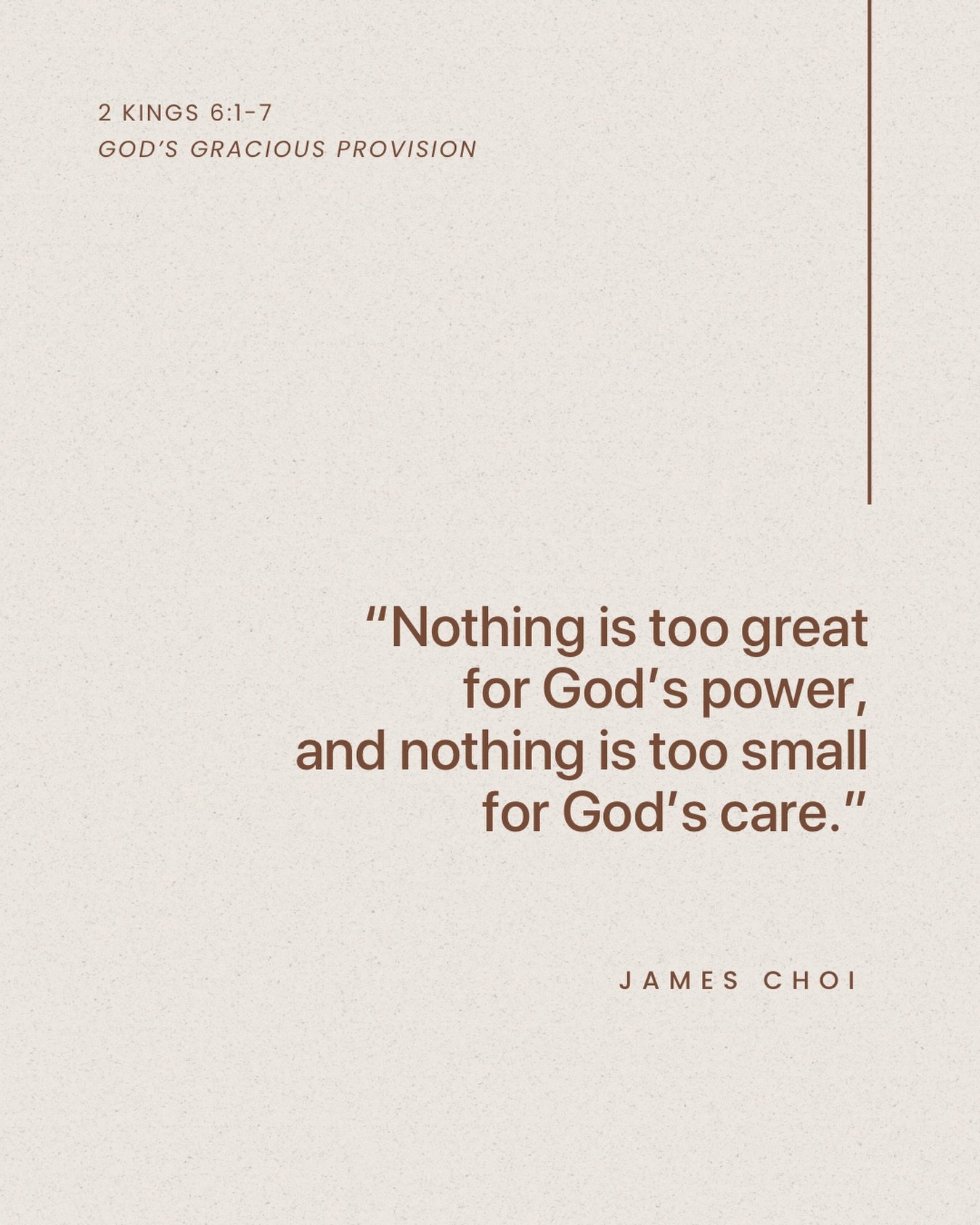 From Sunday&rsquo;s sermon &ldquo;God&rsquo;s Gracious Provision&rdquo; on 2 Kings 6:1-7.

Listen to the full sermon on our website, Spotify, or Apple Podcasts.