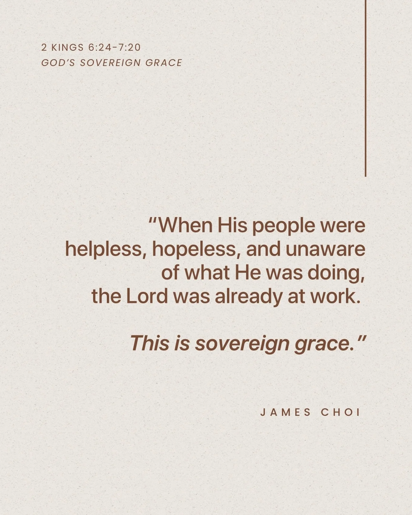 From Sunday&rsquo;s sermon &ldquo;God&rsquo;s Sovereign Grace&rdquo; on 2 Kings 6:24-7:20.

Listen to the full sermon on our website, Spotify, or Apple Podcasts.