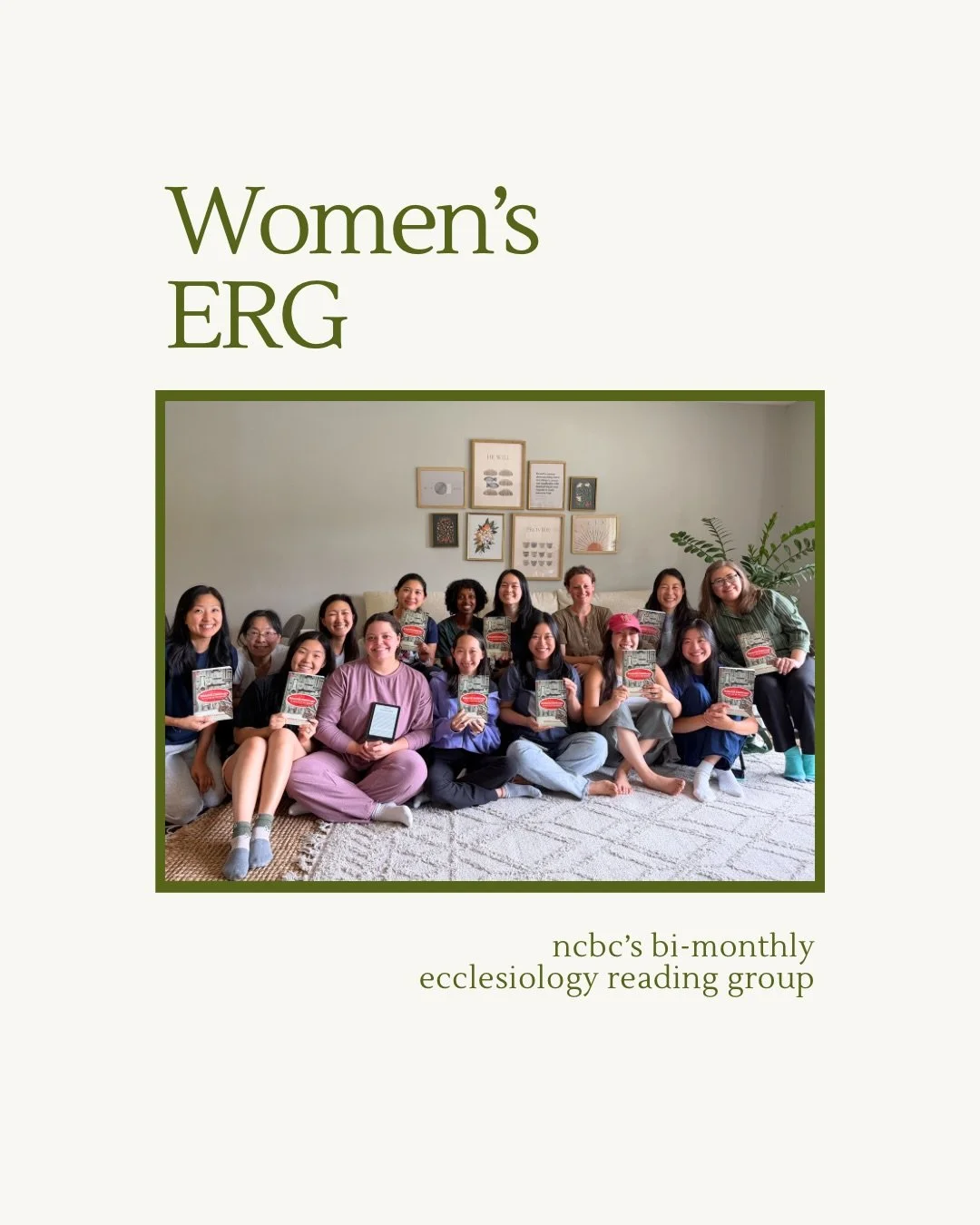 Our final Women&rsquo;s Ecclesiology Reading Group (ERG) of the year will be held on Saturday, October 24, at 8:00 AM!

We&rsquo;ll be discussing the topic of Elders and Deacons. If you&rsquo;re a church member, we encourage you to join us for edifyi