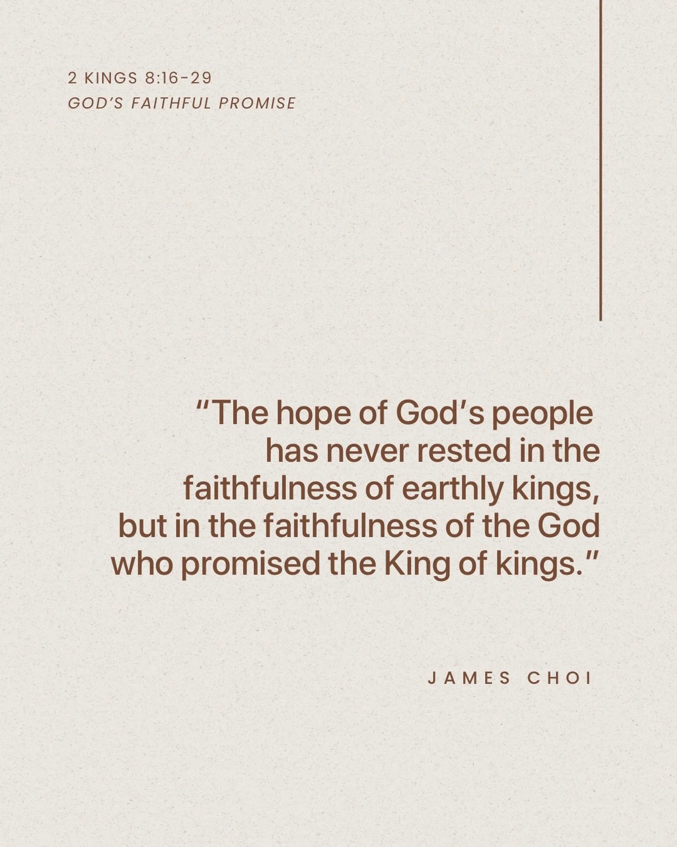 From Sunday&rsquo;s sermon &ldquo;God&rsquo;s Faithful Promise&rdquo; on 2 Kings 8:16-29.

Listen to the full sermon on our website, Spotify, or Apple Podcasts.