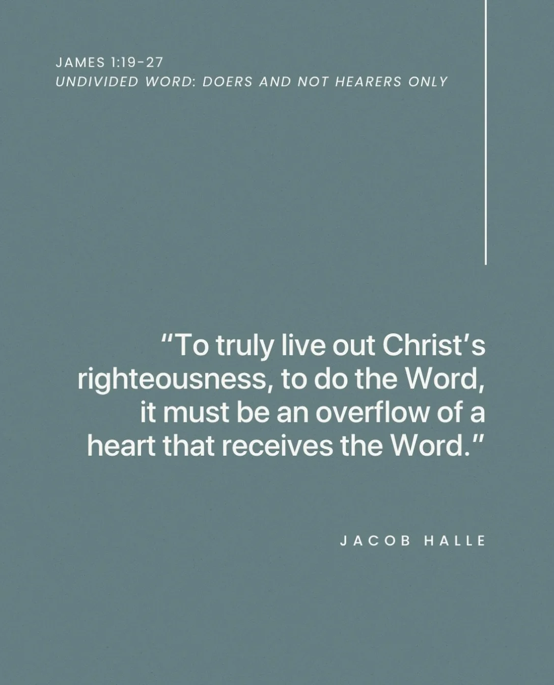 From Sunday&rsquo;s sermon &ldquo;Undivided Word: Doers and Not Hearers Only&rdquo; on James 1:19-27.

Listen to the full sermon on our website, Spotify, or Apple Podcasts.
