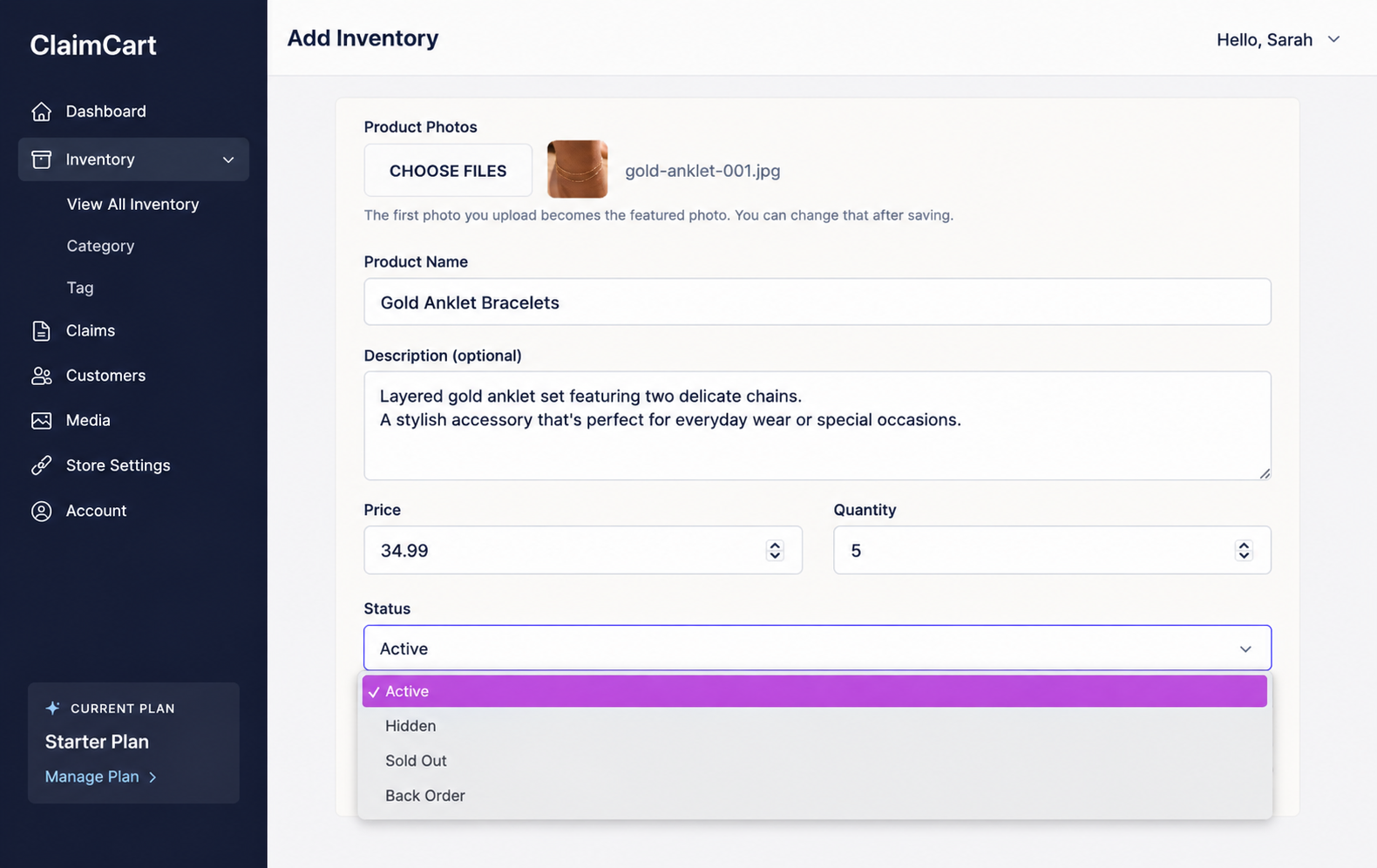 claimcart showing how to add products to your storefront