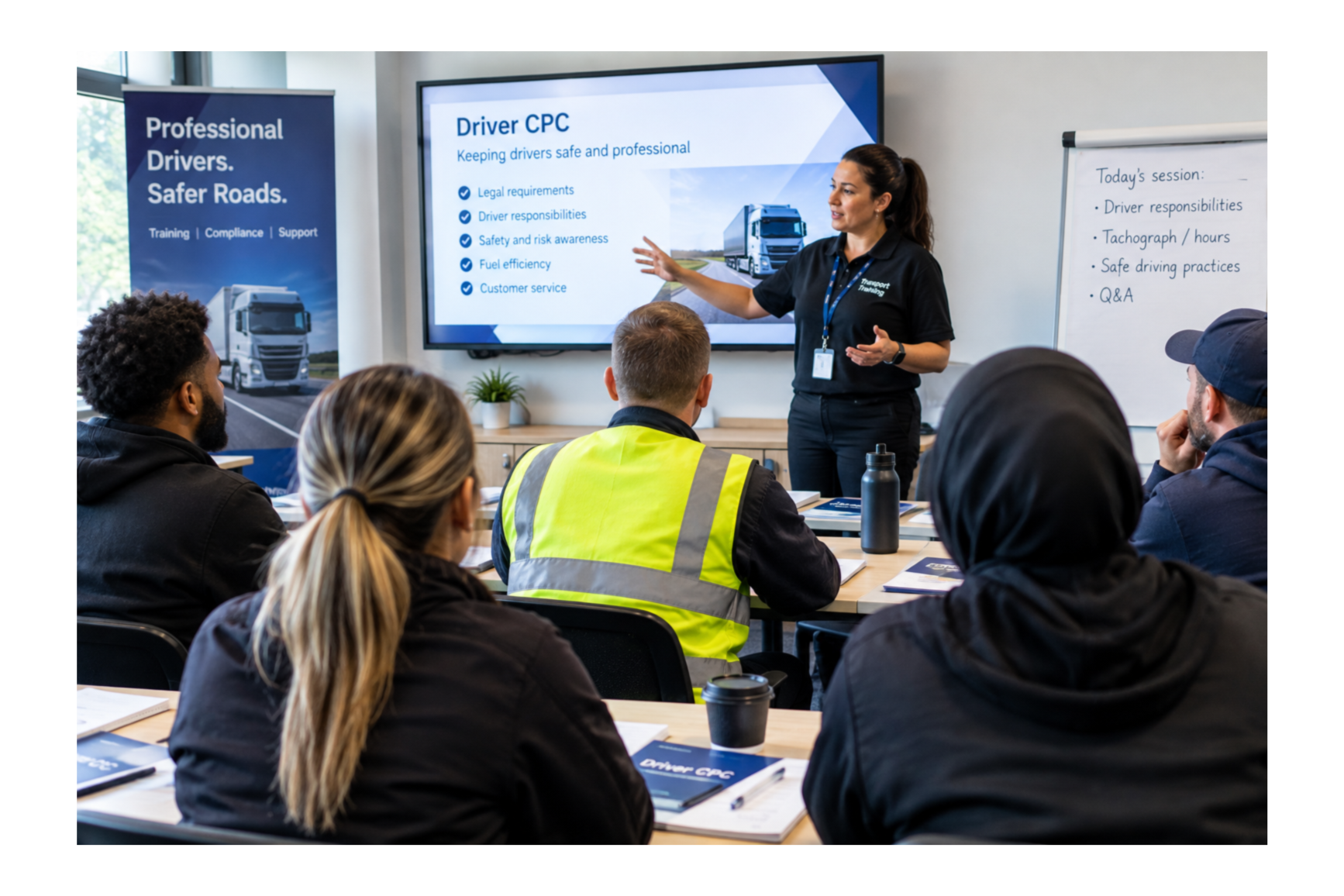 A classroom filled with students learning about transport related topics.