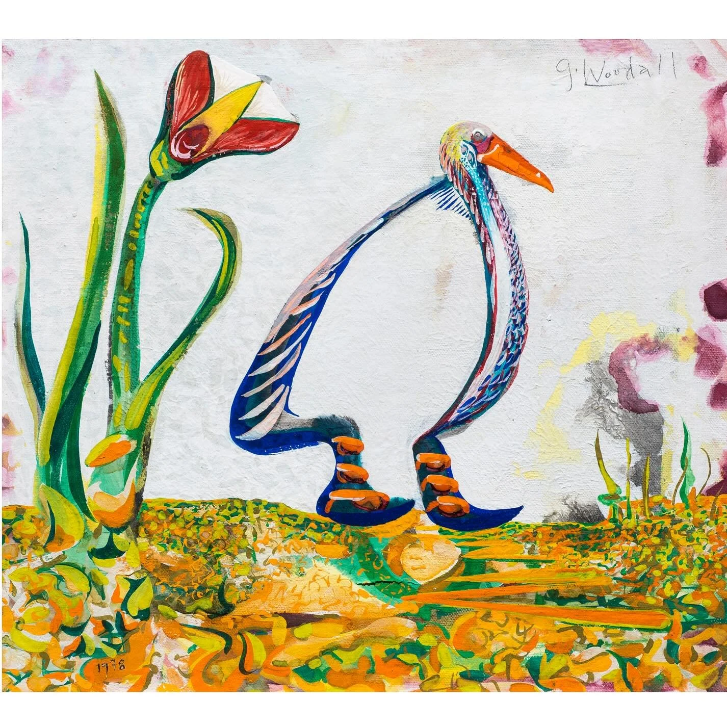 &ldquo;Hieroglyphic Bird&rdquo;, George G. Woodall, 1978, gouache on canvas, 13 x 14inch.

-

#art #georgegwoodall #guachepainting #birdpainting #woodallstudiogallery
