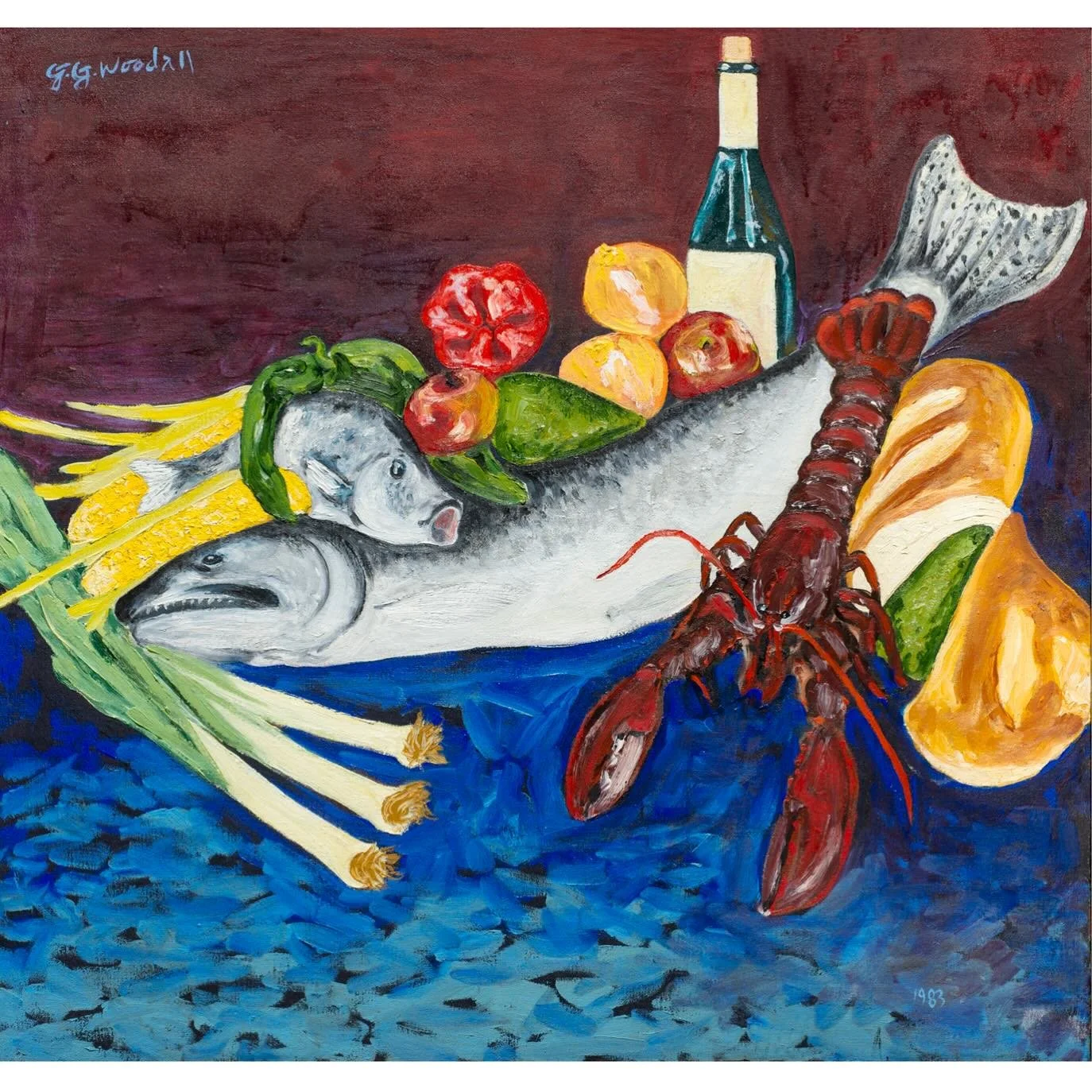 &ldquo;Still Life with Lobster&rdquo;, George G. Woodall, 1983, oil on canvas, 32 x 34 in.

-

#art #georgegwoodall #oilpainting #stilllife #lobster