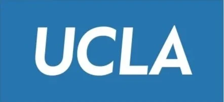 UCLA logo with white text on a blue background