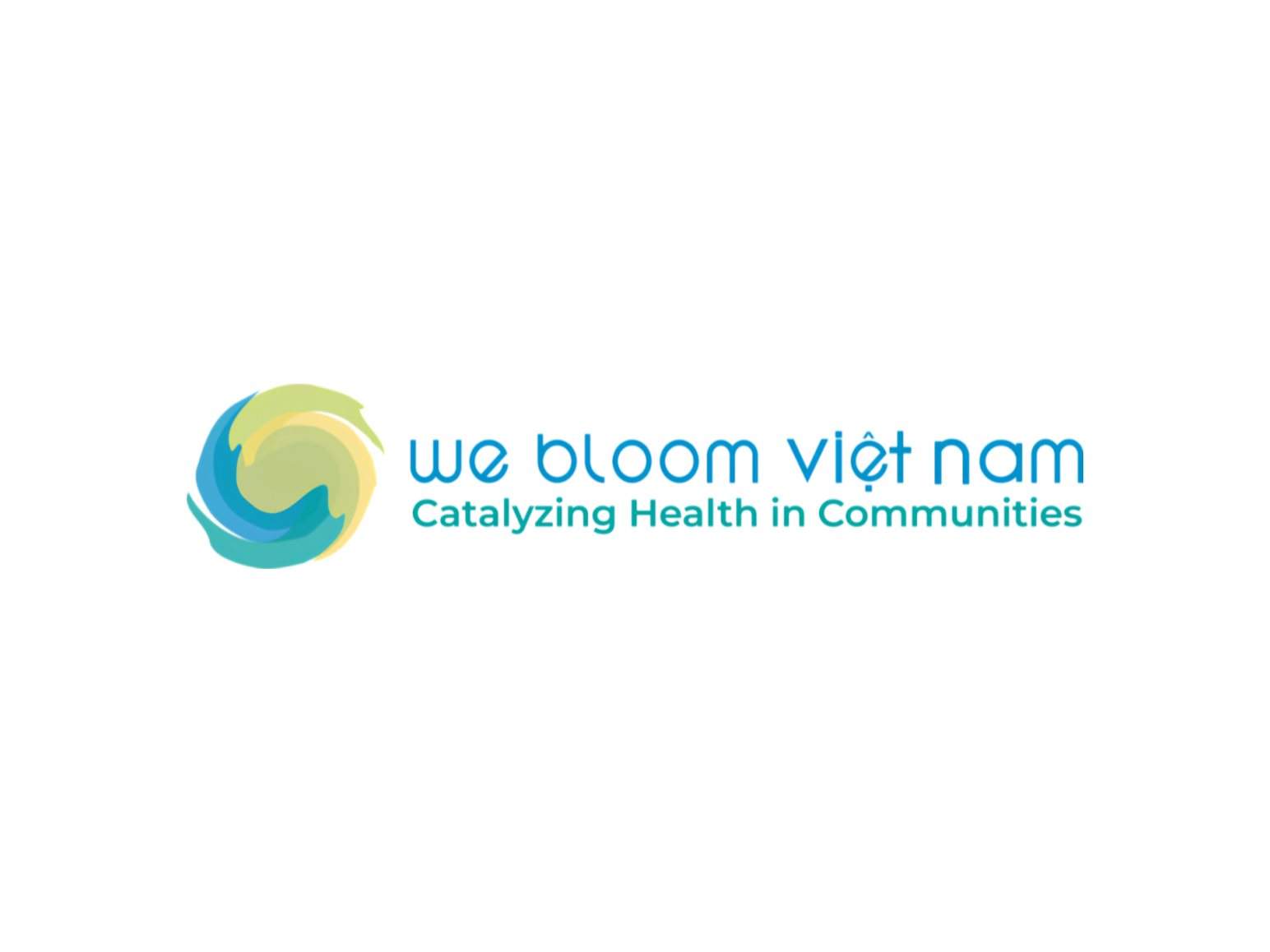 Logo of We Bloom Vietnam featuring a colorful, abstract circular design and the text 'we bloom việt nam' with the slogan 'Catalyzing Health in Communities' beneath.
