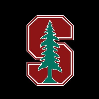 The Stanford University logo featuring a large red 'S' with a green pine tree overlay on a black background.