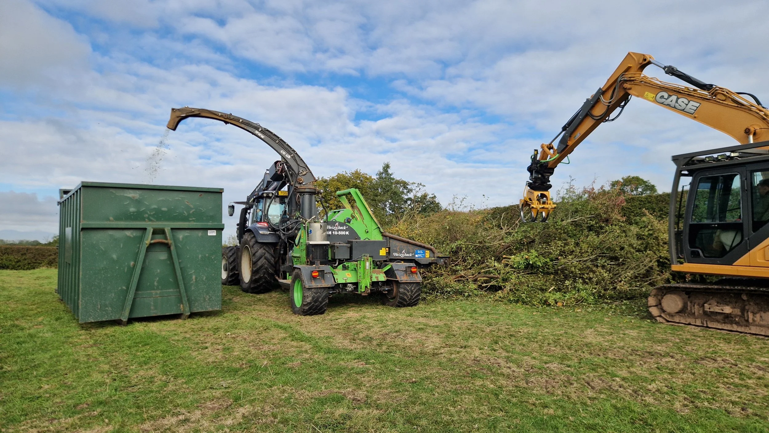 Wood chipping during a countryside management project
