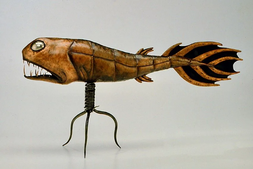 Handmade copper weather vane fish sculpture