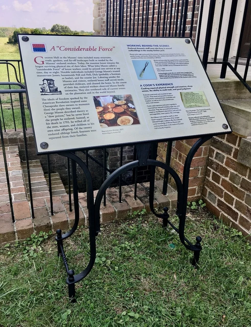 A forged iron stanchion and panel at Gunston Hall