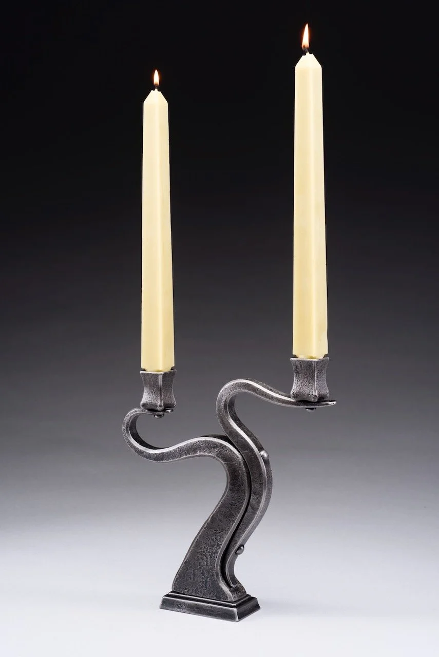 Art nouveau inspired steampunk Hand forged candelabra