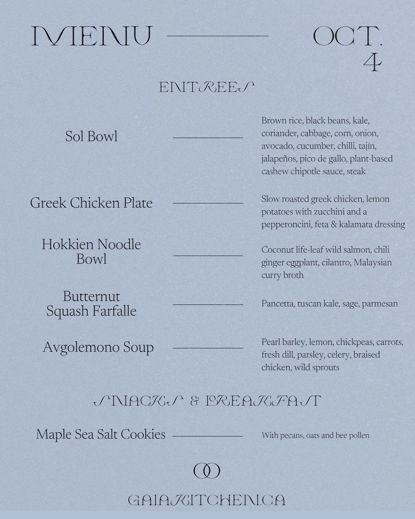 Happy autumn solstice 🍂🍁🍃

We&rsquo;ve got a cozy menu in store for the first week of October. Place your order by Wednesday at midnight at gaiakitchen.ca

#organicmealprep #vancouverprivatechef #personalchef