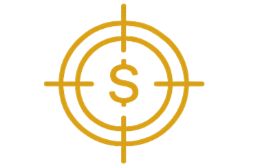 A gold-colored target with a dollar sign in the center.