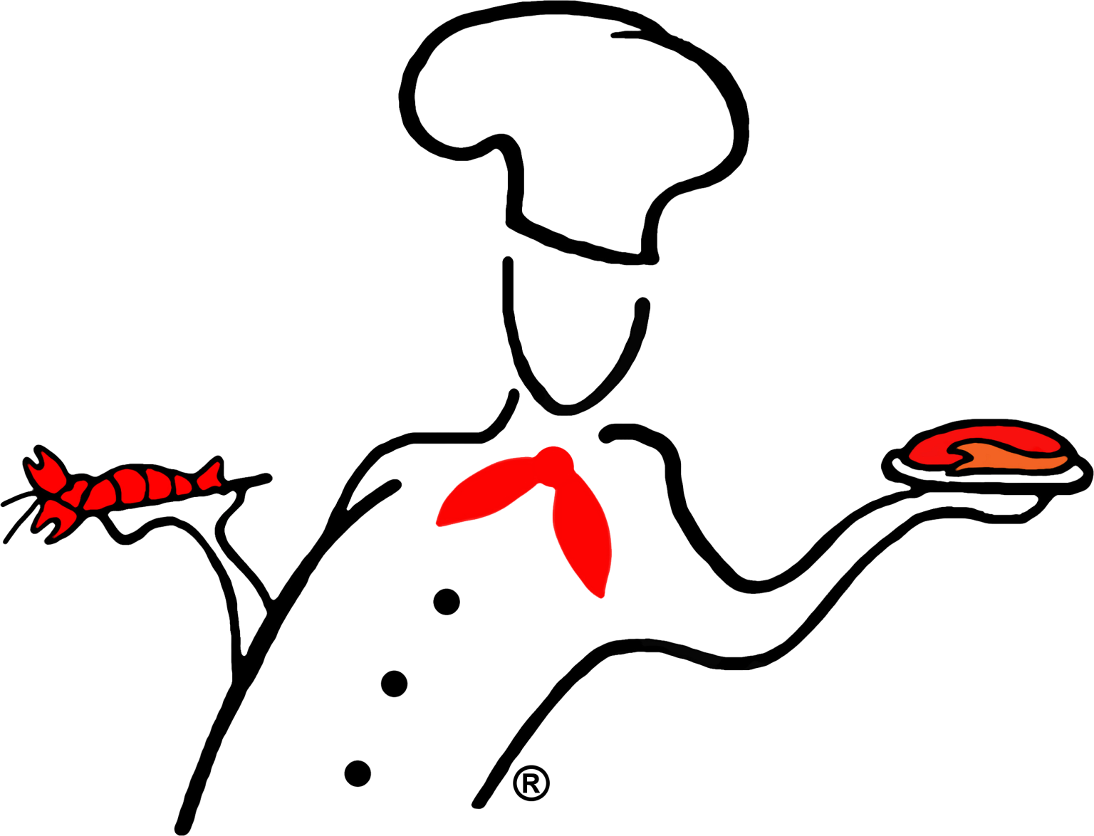 Line drawing of a person with a starfish in the left hand, a spoon in the right hand, and a brain above the head.