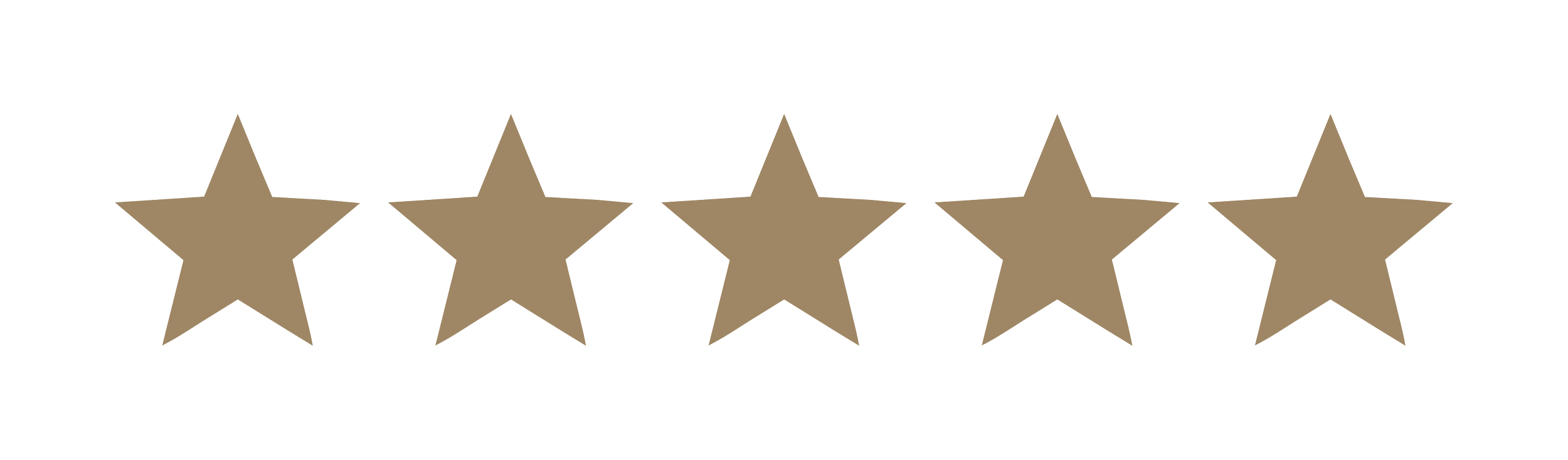 Five gold star icons with a four and a half-star rating