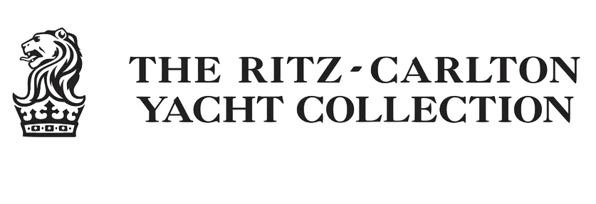 Logo for The Ritz-Carlton Yacht Collection featuring a stylized lion's head on a crest and the company name in bold serif font.