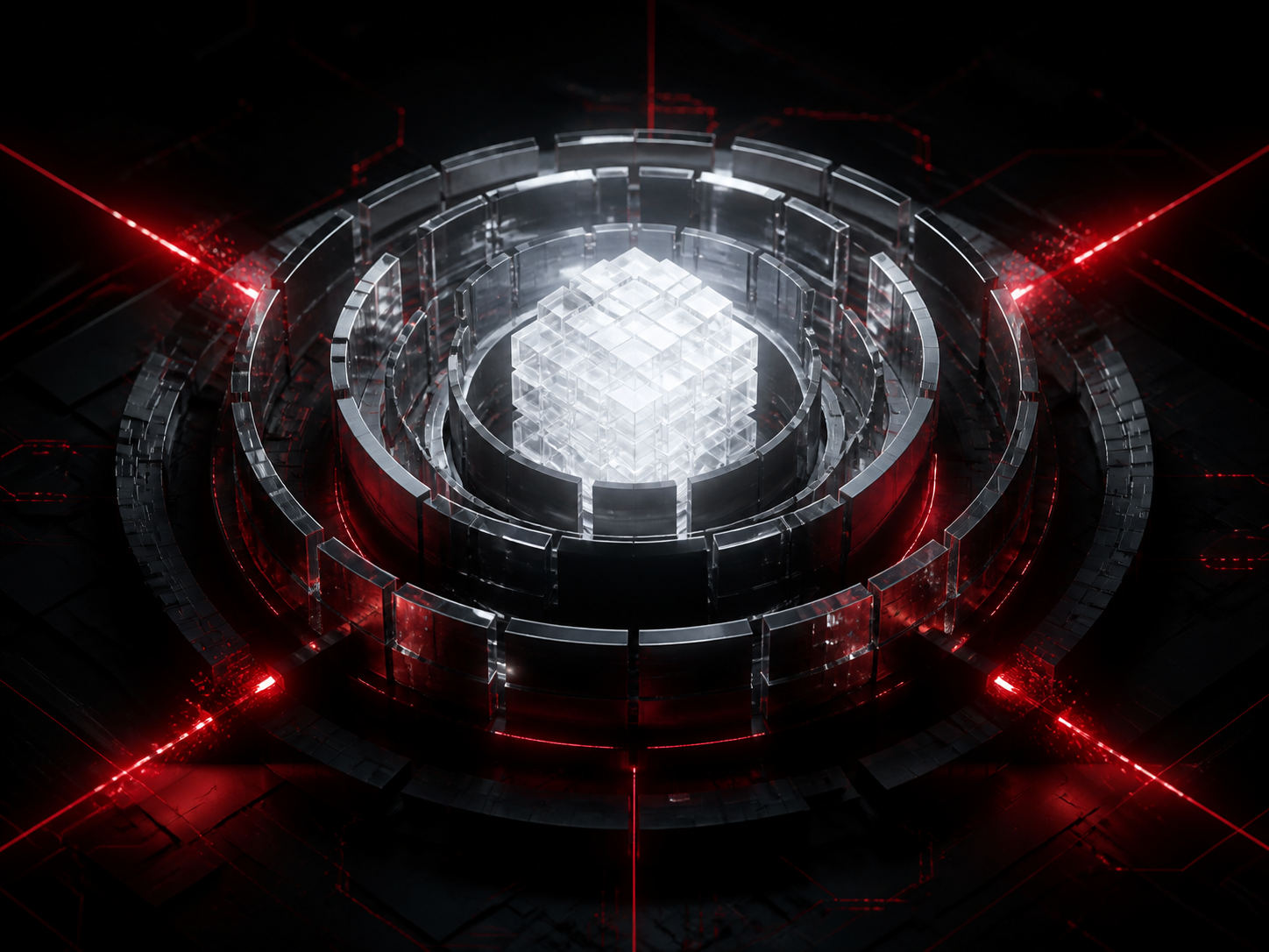 Business security and monitoring visual in the Tech Pros CV red and charcoal style