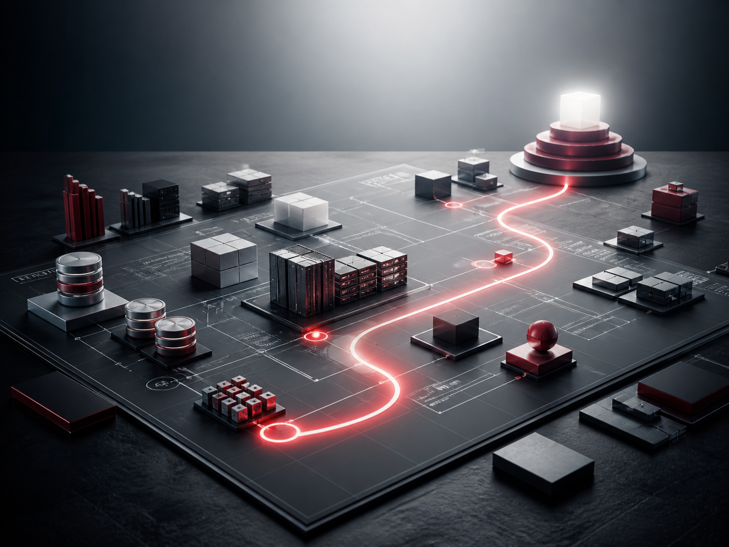 IT consulting strategy visual in the Tech Pros CV red and charcoal style