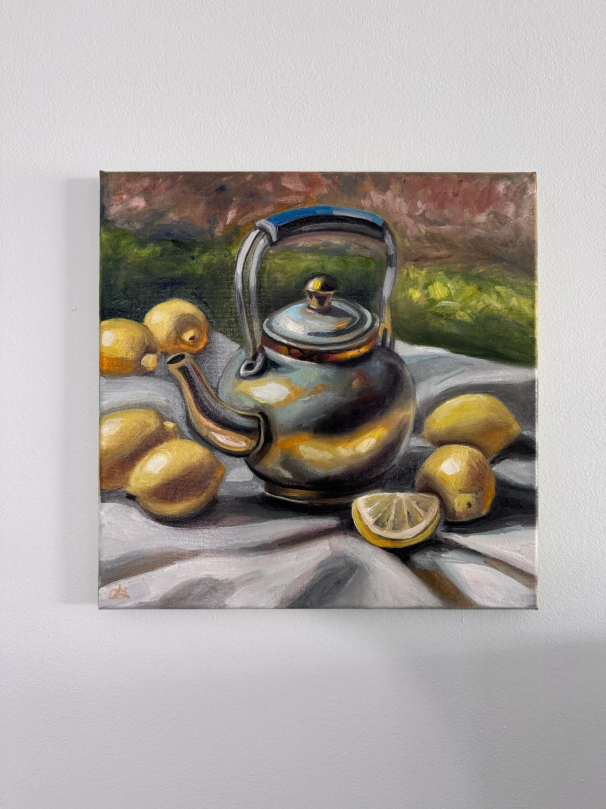 Oil Painting Teapot and Lemons