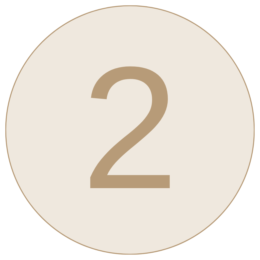 A beige number 2 on a circular off-white background.