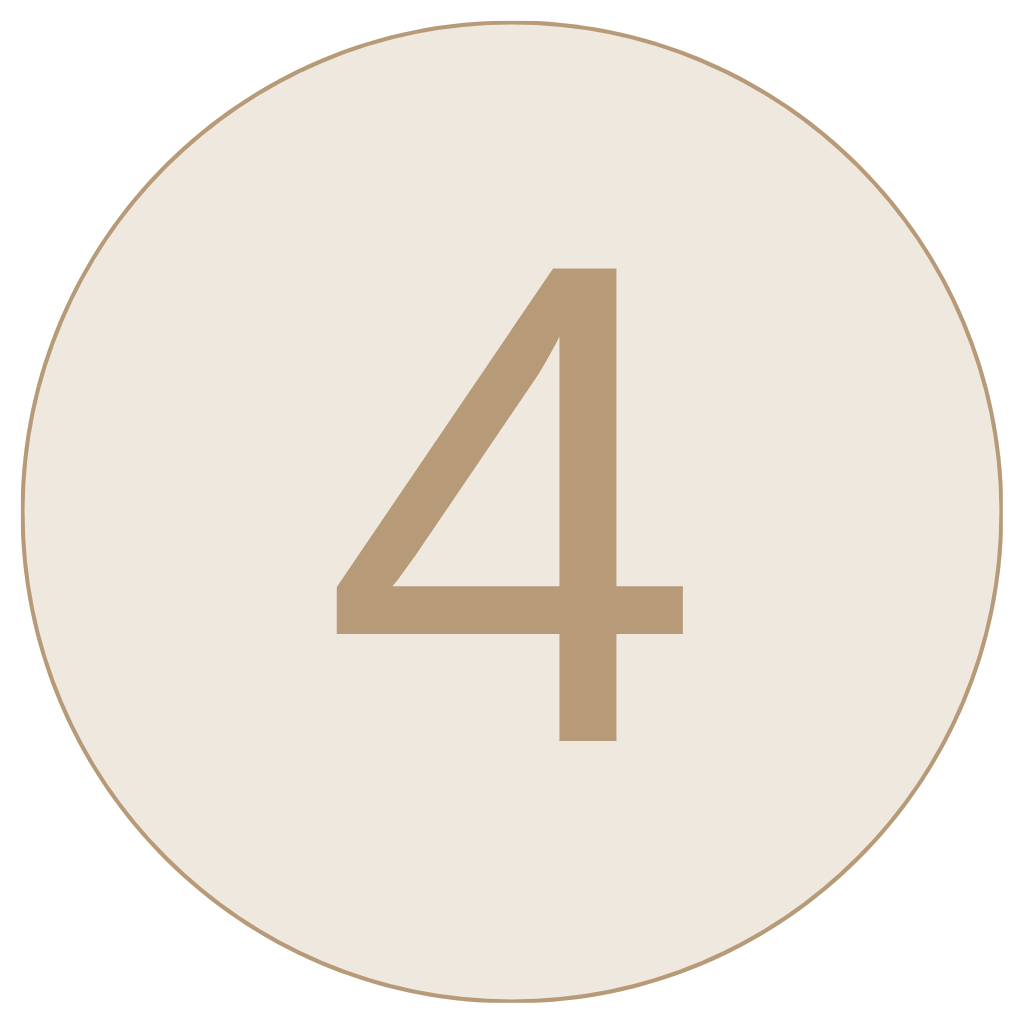 A beige circular background with the number 4 in large brown font in the center.