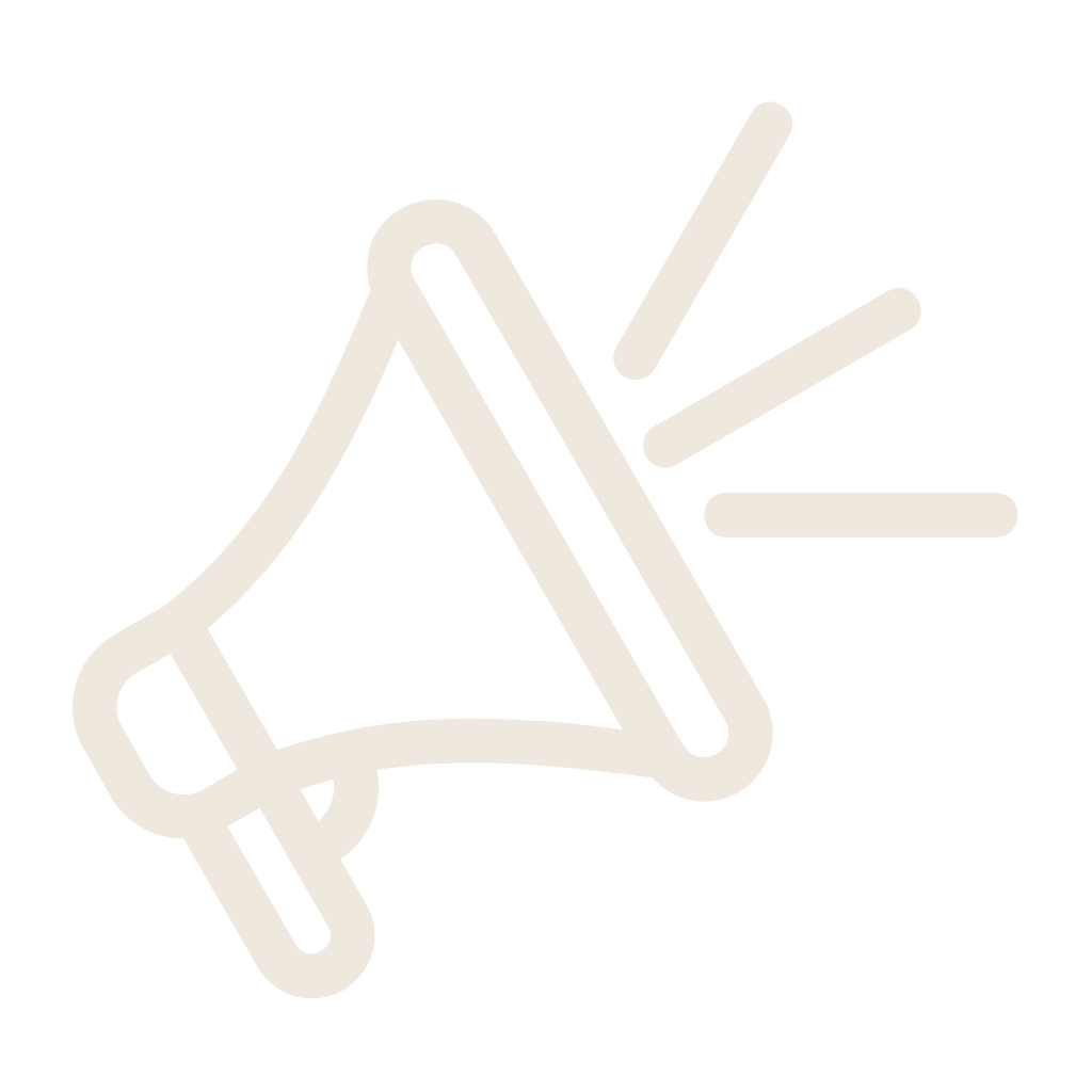 Icon of a loudspeaker or megaphone emitting sound waves.