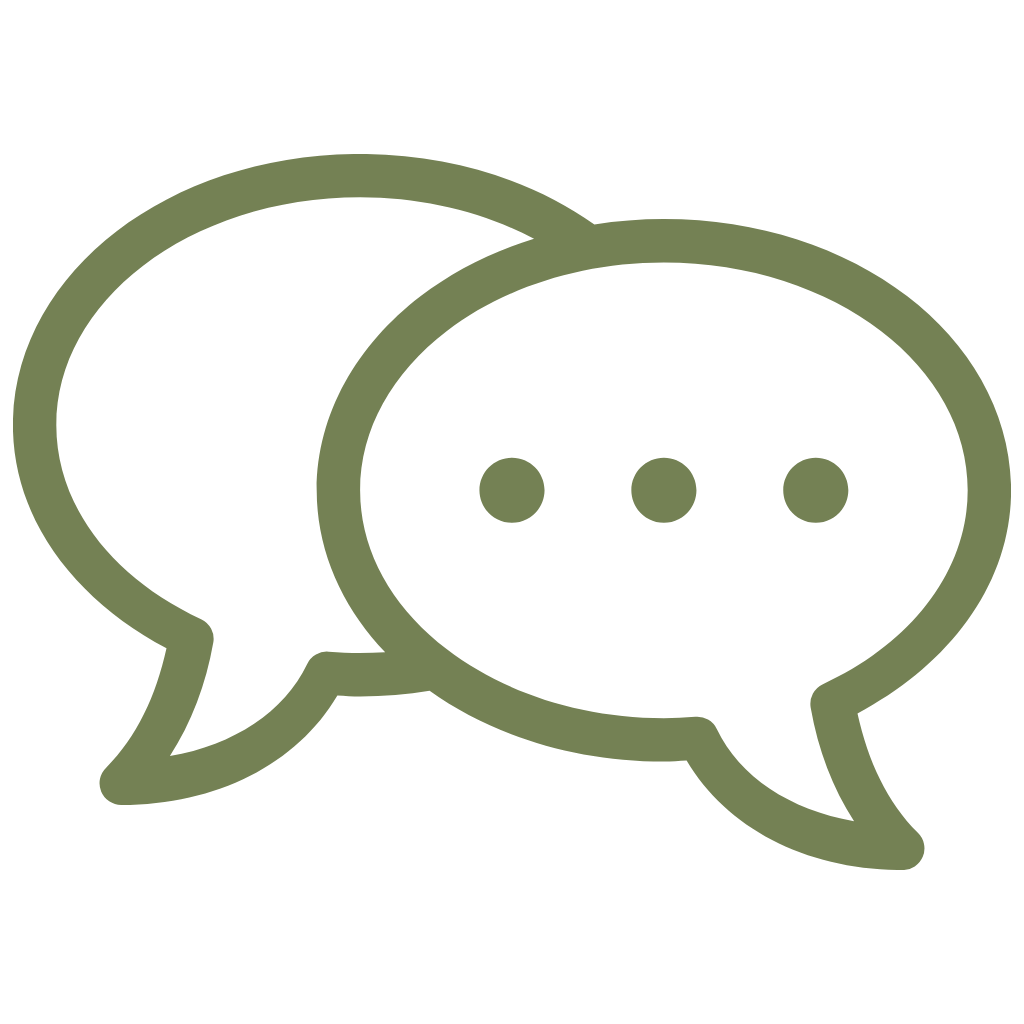 Two green chat bubble icons overlapping, one with three dots
