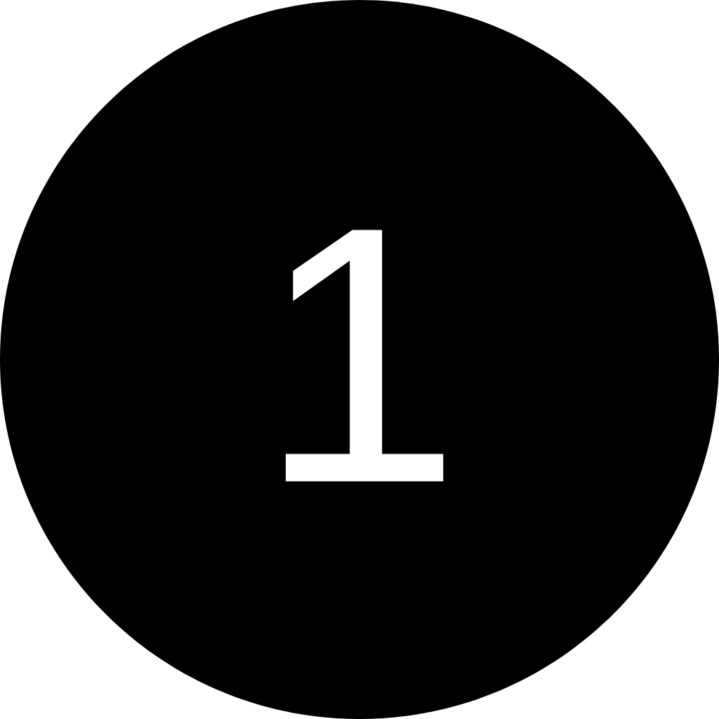 Black background with a large white number '1' in the center.