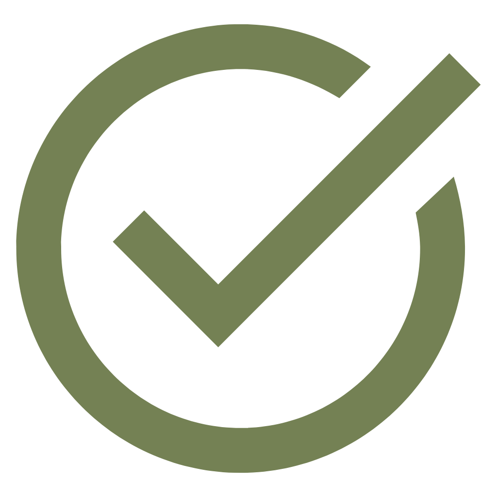 Green check mark inside a circle on a black background.