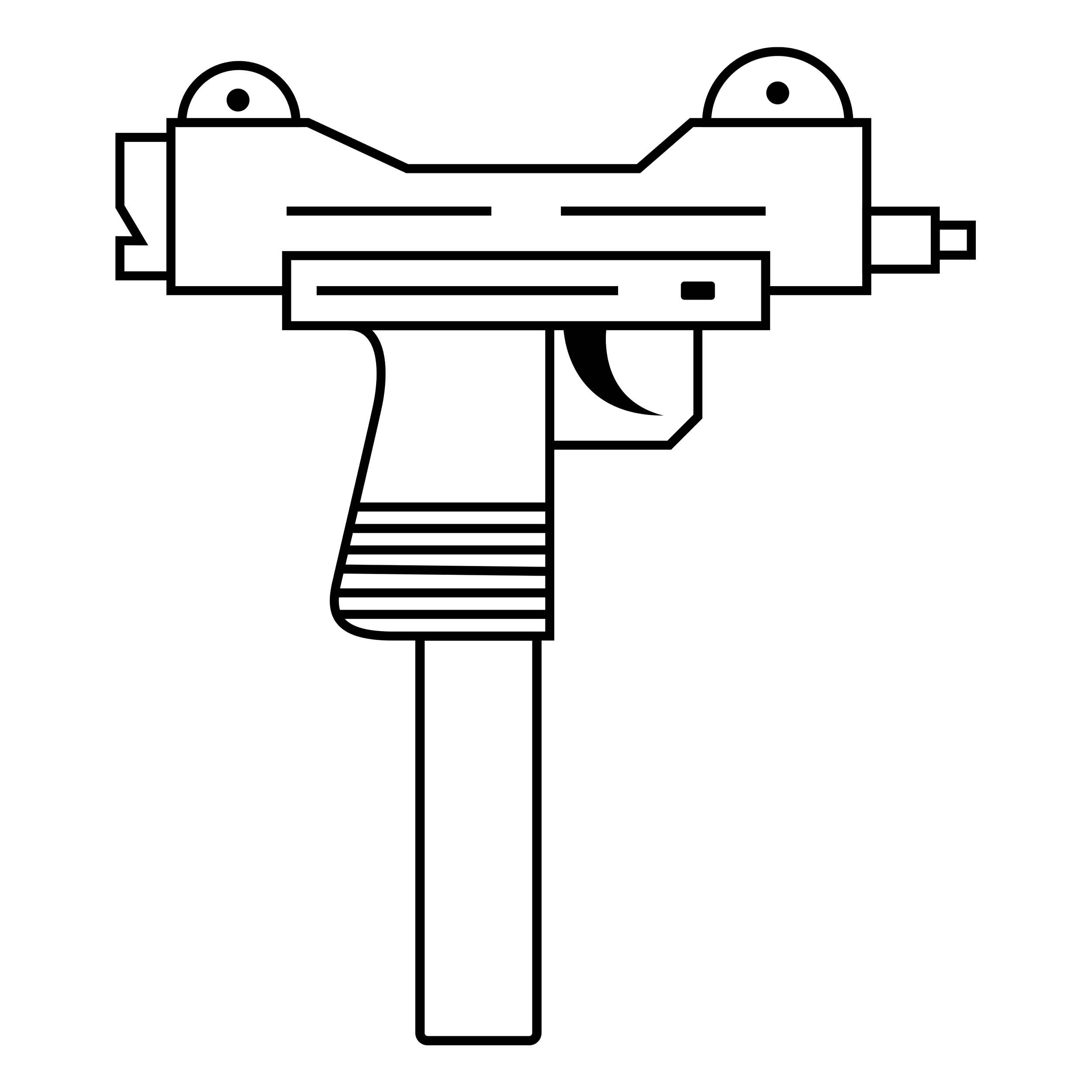 Outline drawing of a semi-automatic pistol with a textured grip and a trigger, depicted in black and white.