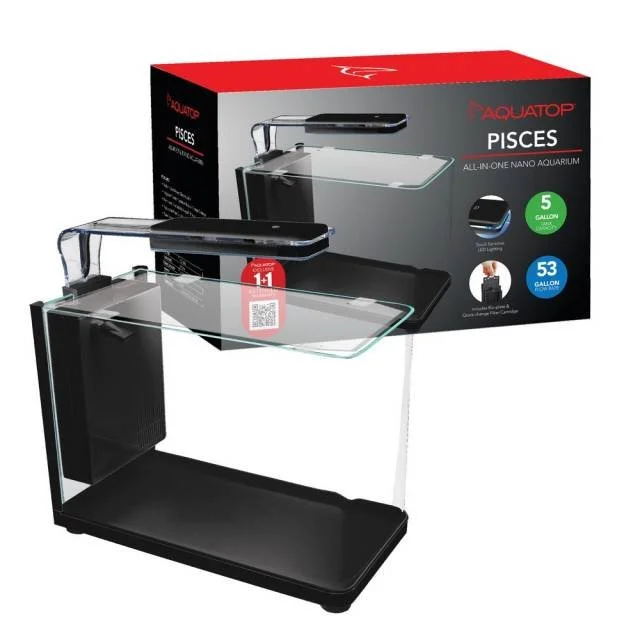 Aquatop PISCES Nano Bullet Glass Aquarium 16"x7.2"x10.2" - 5 Gallon